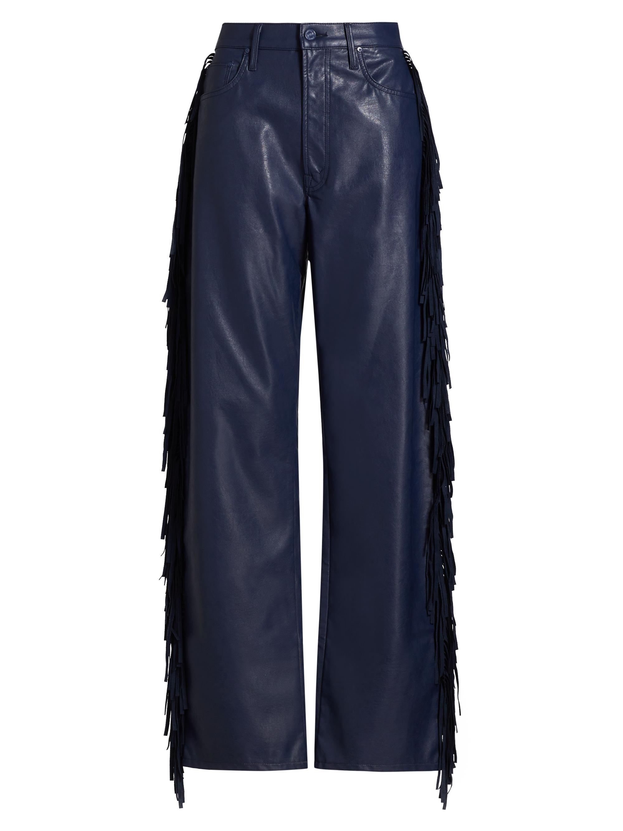 Mother Women's Fringe Half Pipe Sneak Faux Leather Pants - Varsity Blues