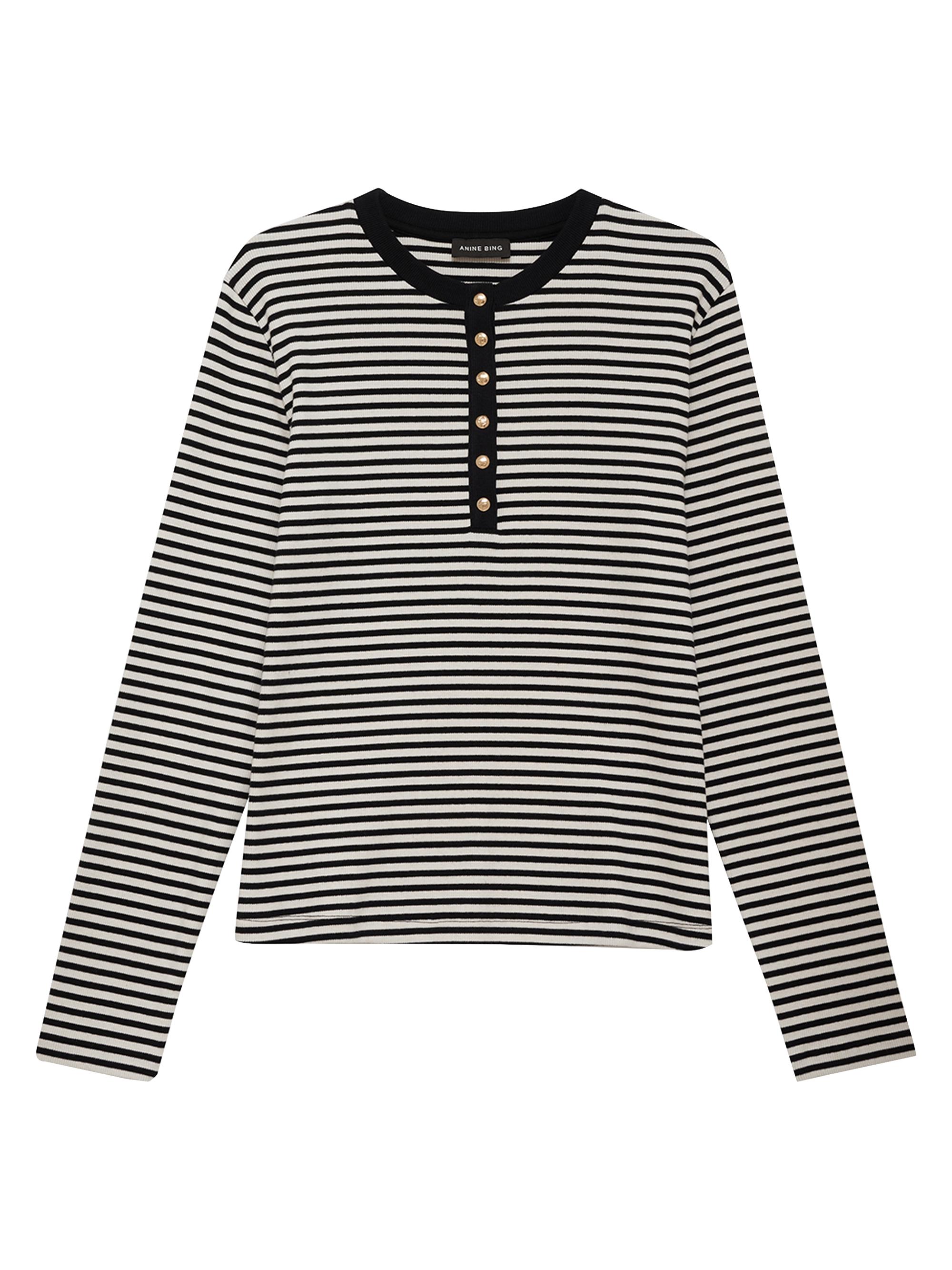 Anine Bing Women's Alessia Striped Cotton Henley