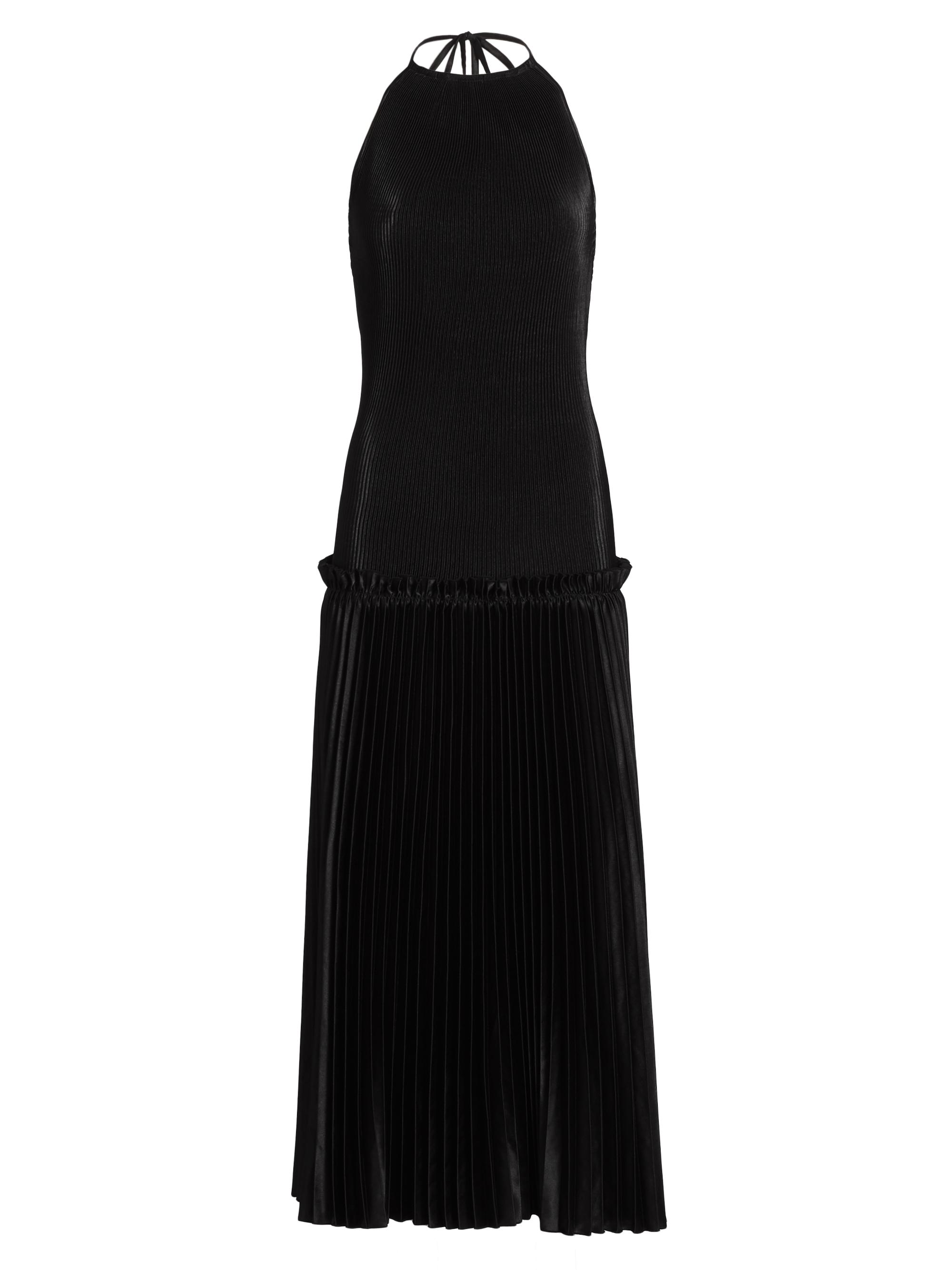 L'Idée Women's La Fete Charlotte Pleated Halterneck Midi-Dress - Noir