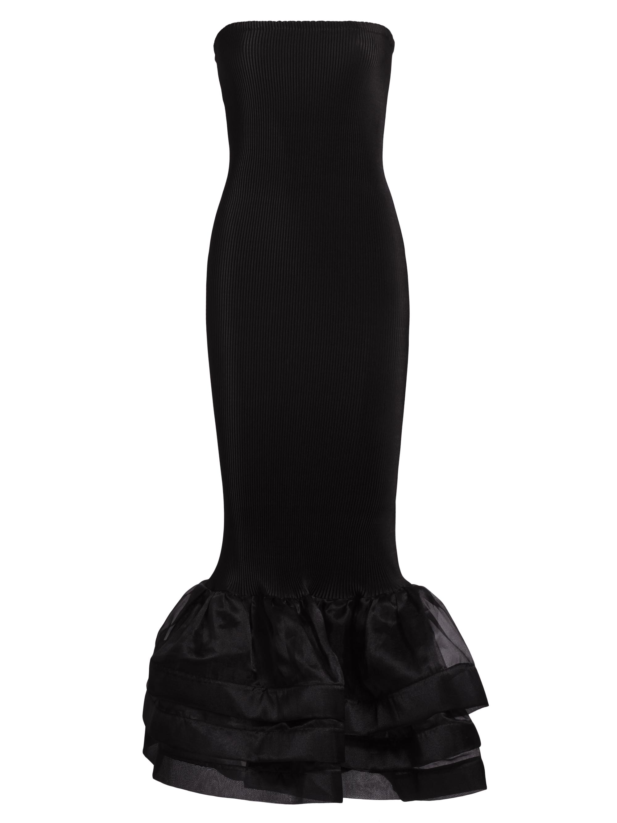 L'Idée Women's La Fete Ramblas Ruffled Strapless Maxi Dress - Noir