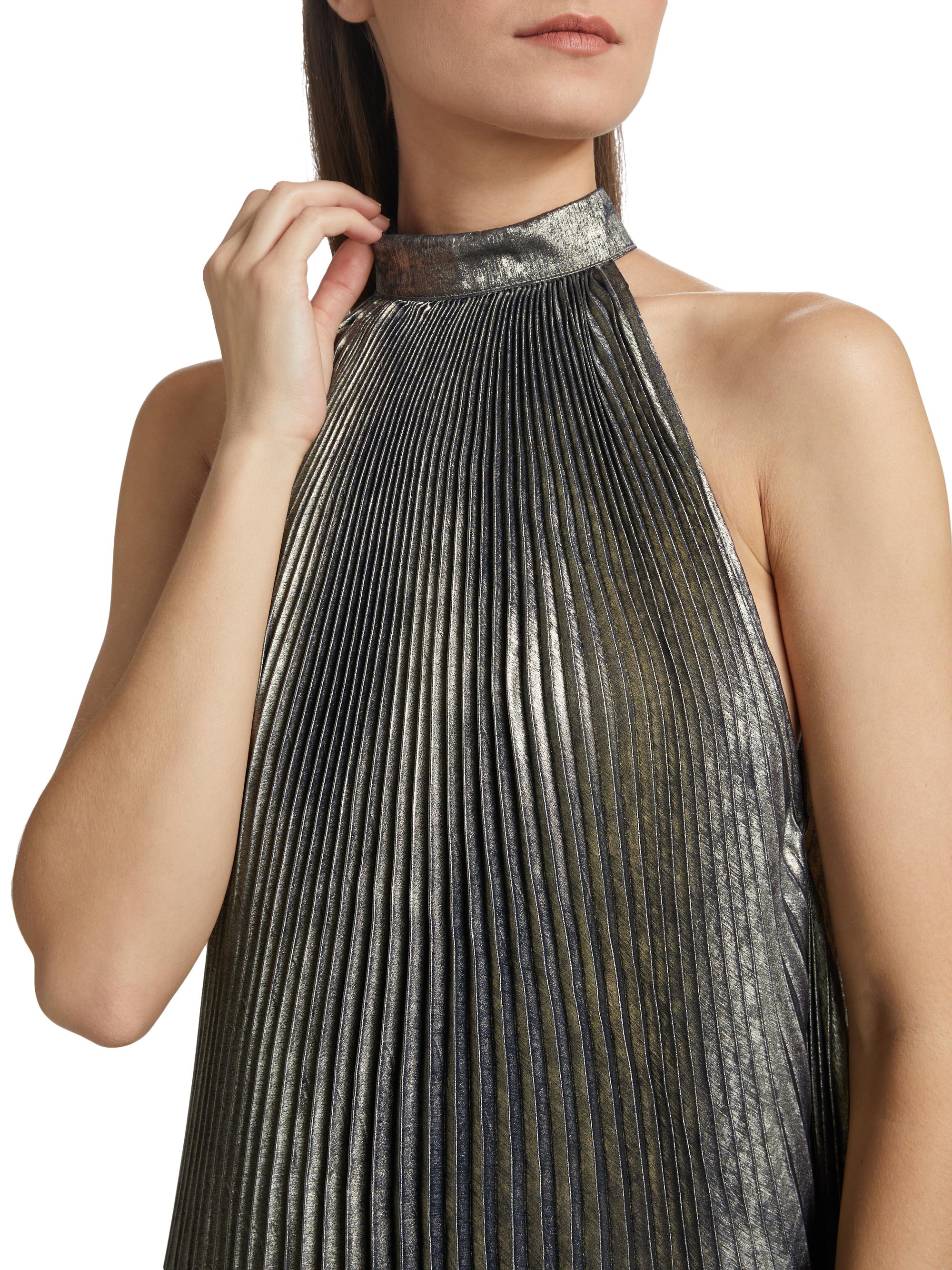 knee length dresses for ladies Balloon Sleeved Silver Mini Dress– Estardemoda main image 0