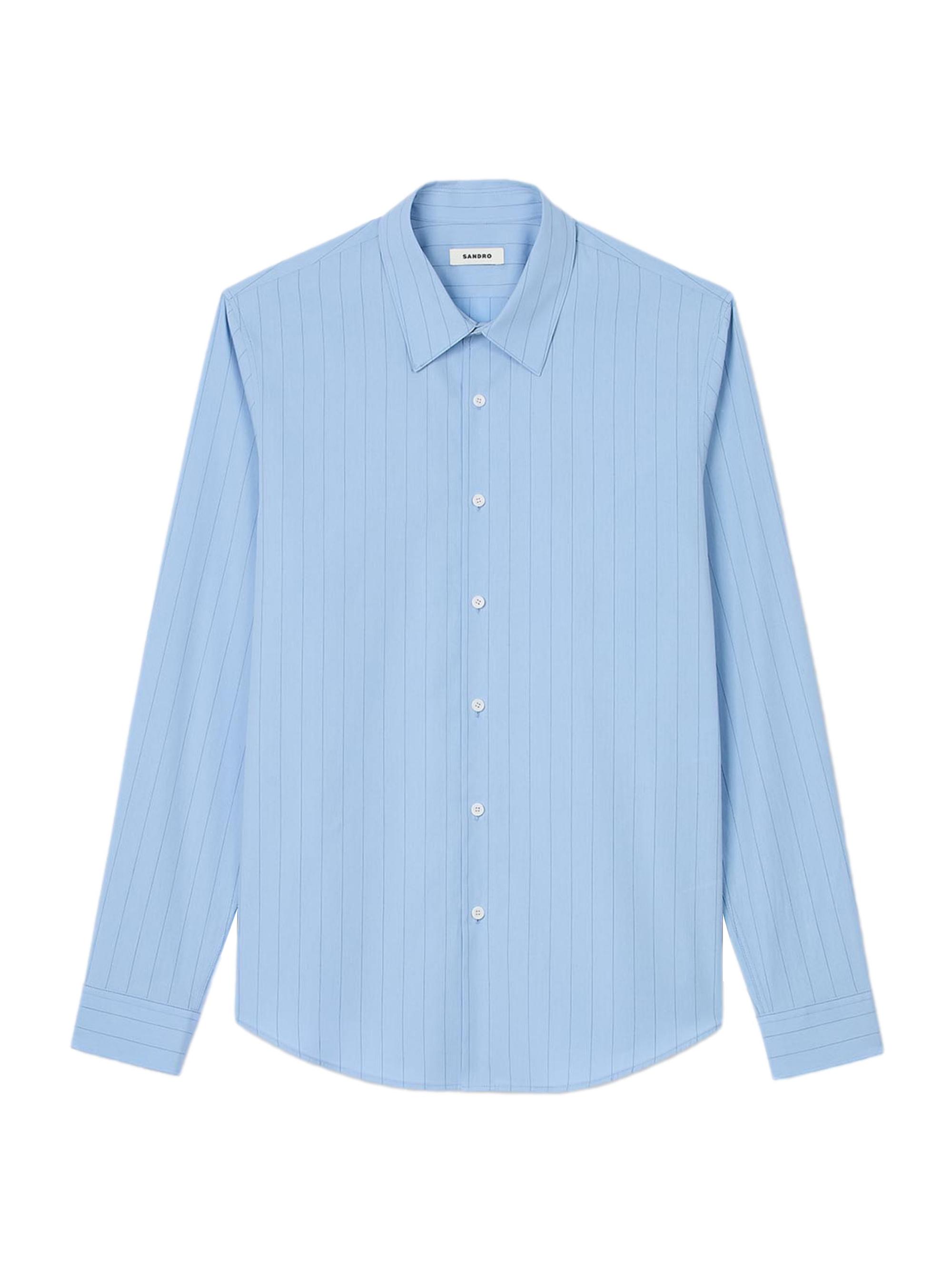 Sandro Men's Striped Shirt - Sky Blue