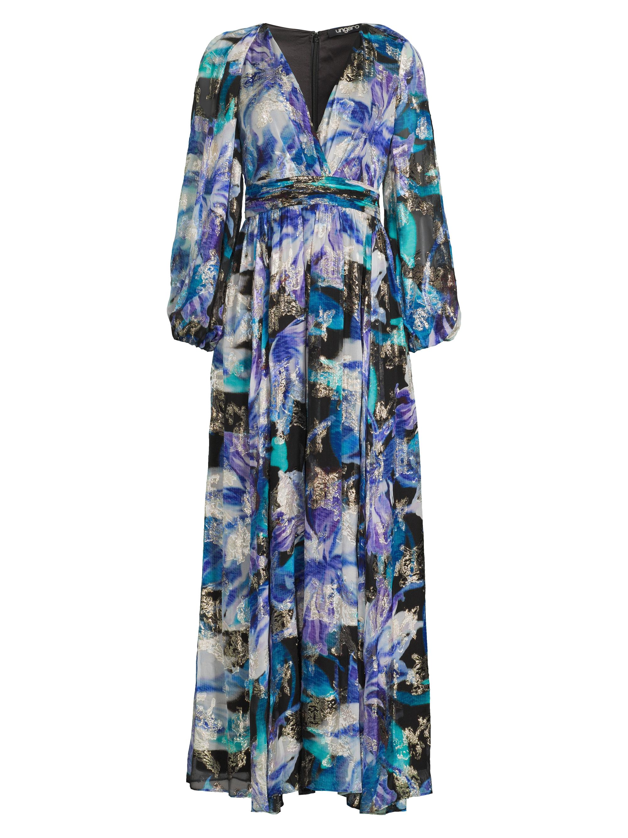 Ungaro Women's Izzy Metallic Floral Maxi Dress - Ultra Violet Multi