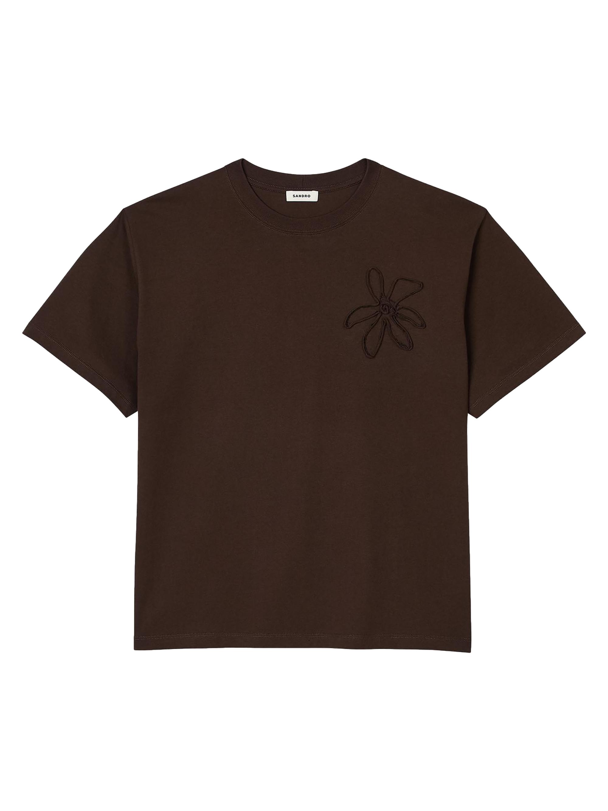 Sandro Men's Oversized Flower T-Shirt - Chocolate