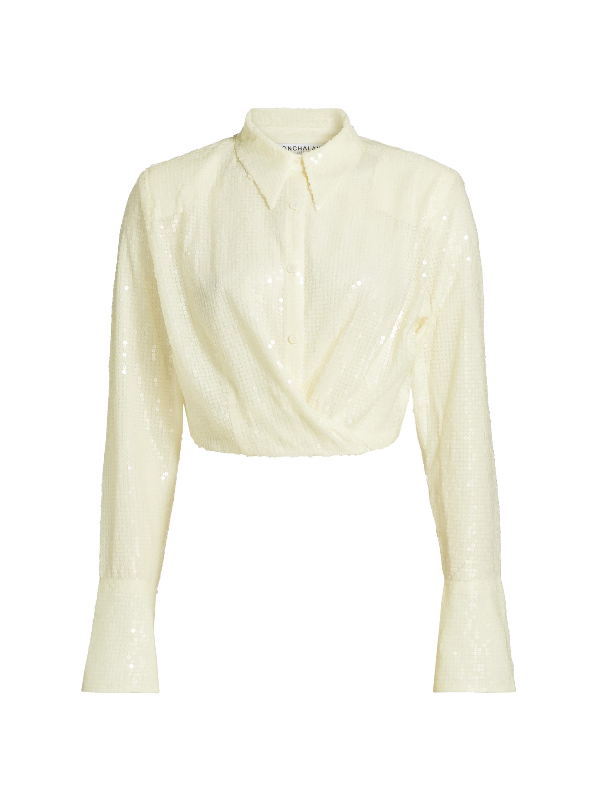 Nonchalant Label Women's Tylan Sequined Crop Shirt - Winter White