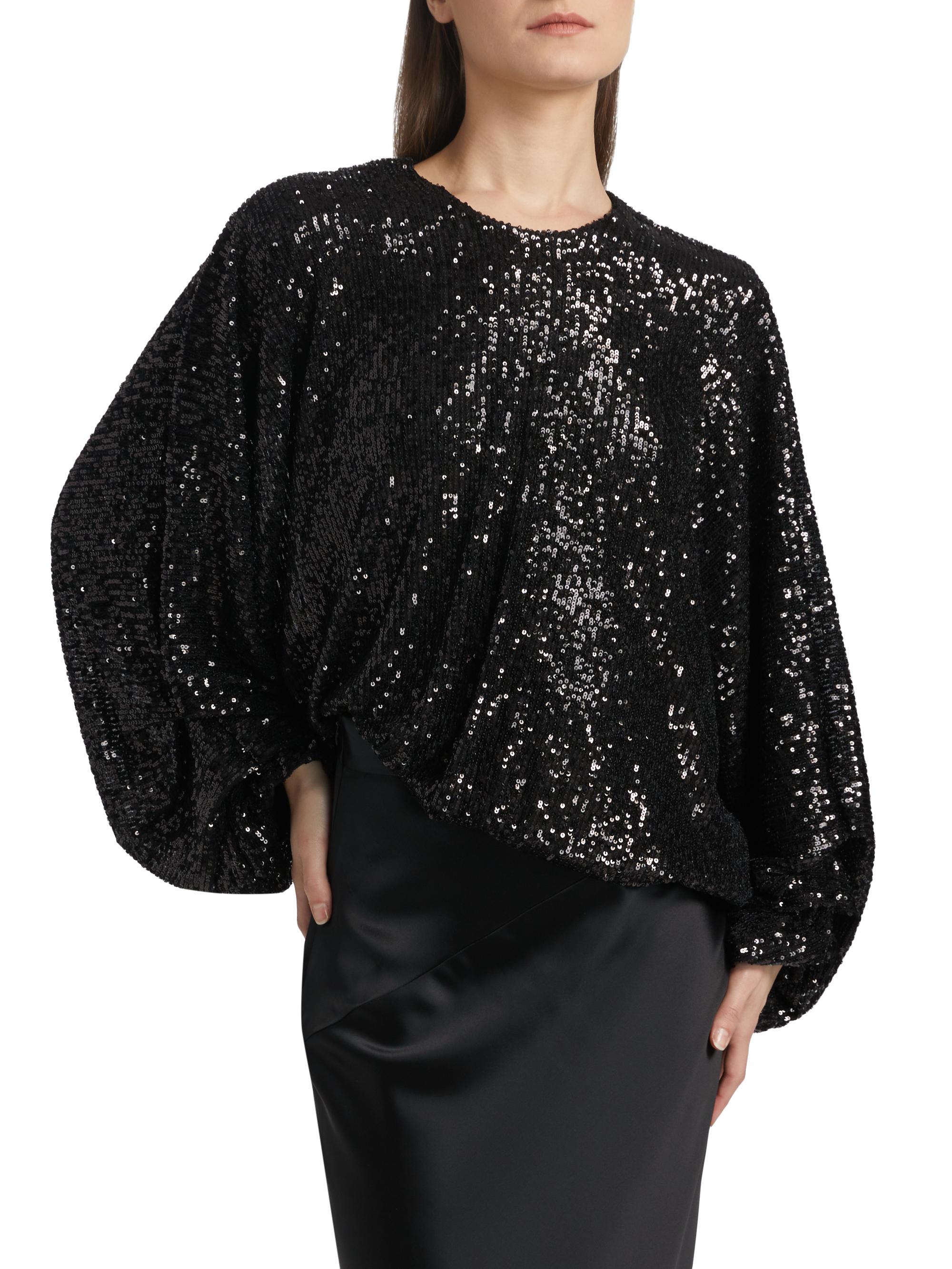 Nonchalant Label Frankie Sequined Balloon-Sleeve Top | Saks Fifth