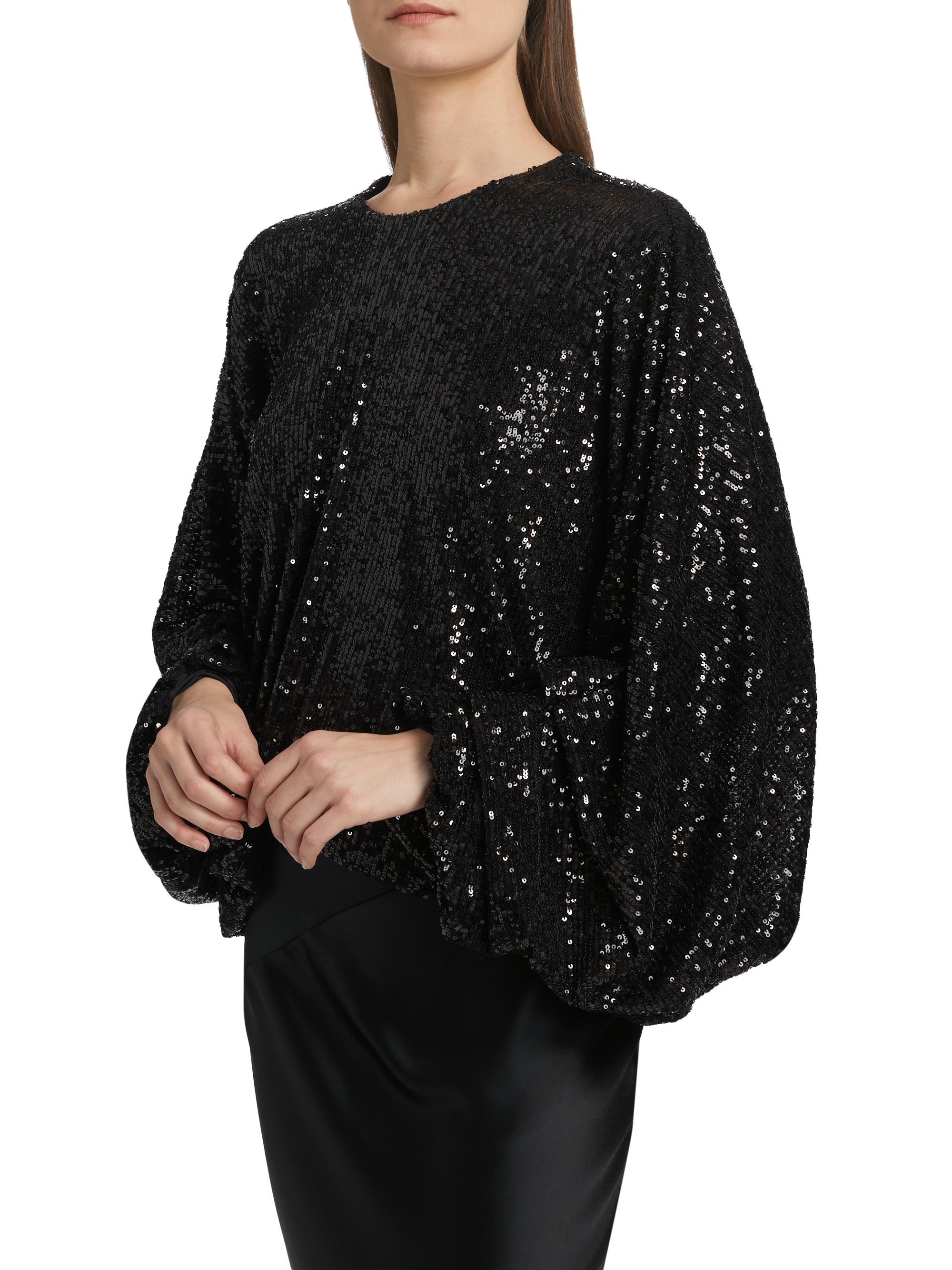 frangant tops 黒 Nonchalant Label Frankie Sequined Balloon-Sleeve Top | Saks Fifth