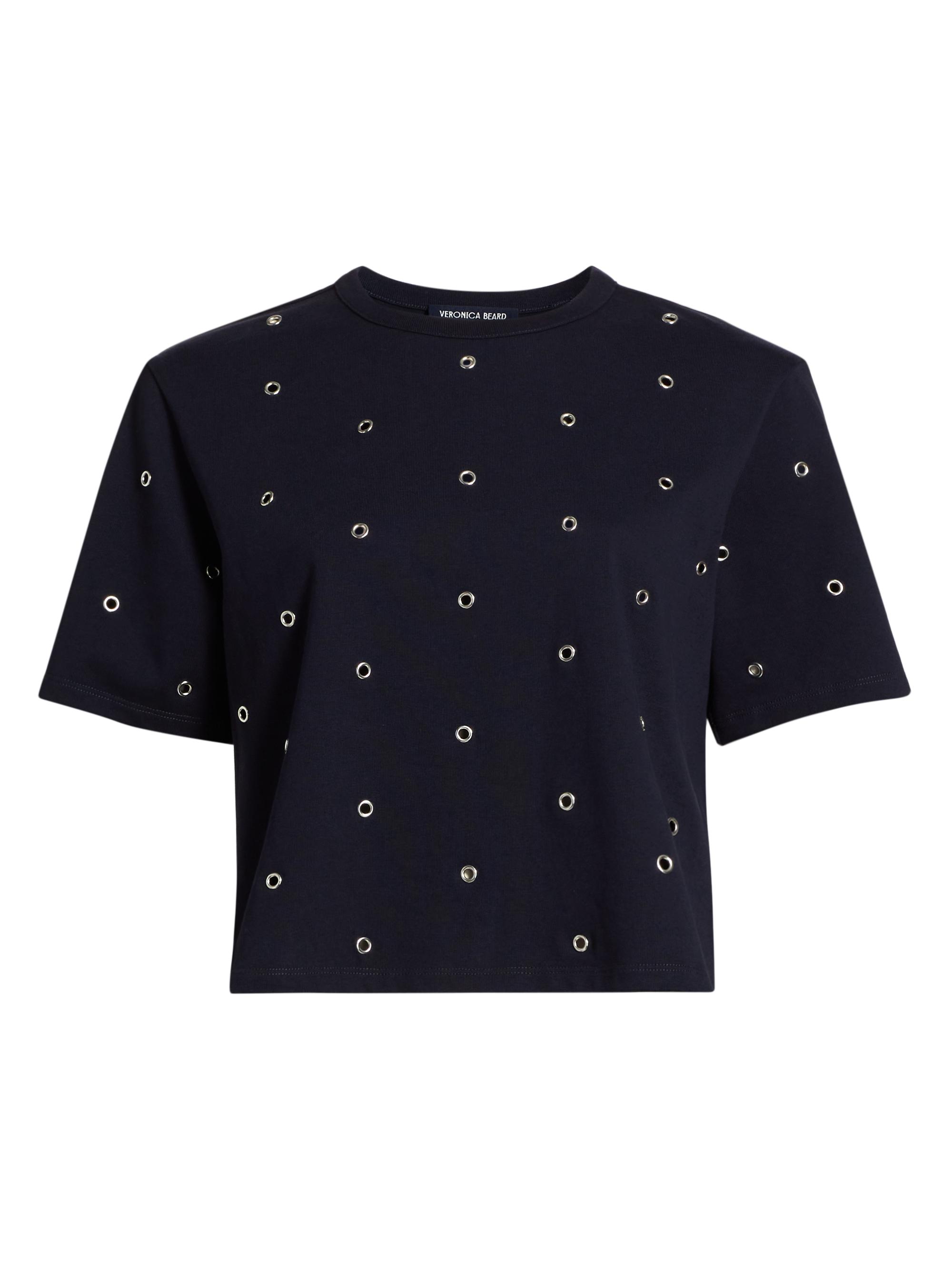 Veronica Beard Women's Sebastian Studded Cotton Top - Navy