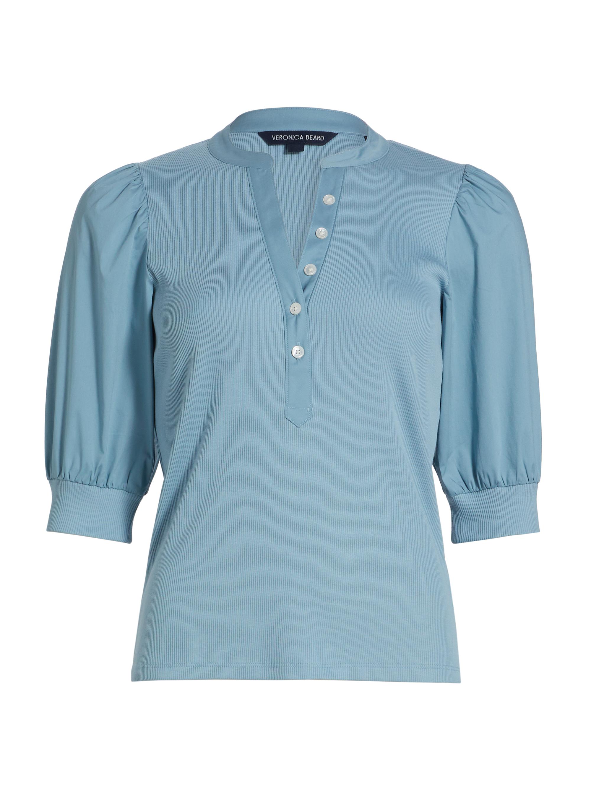 Veronica Beard Women's Coralee Puff-Sleeve Top - Sea Glass