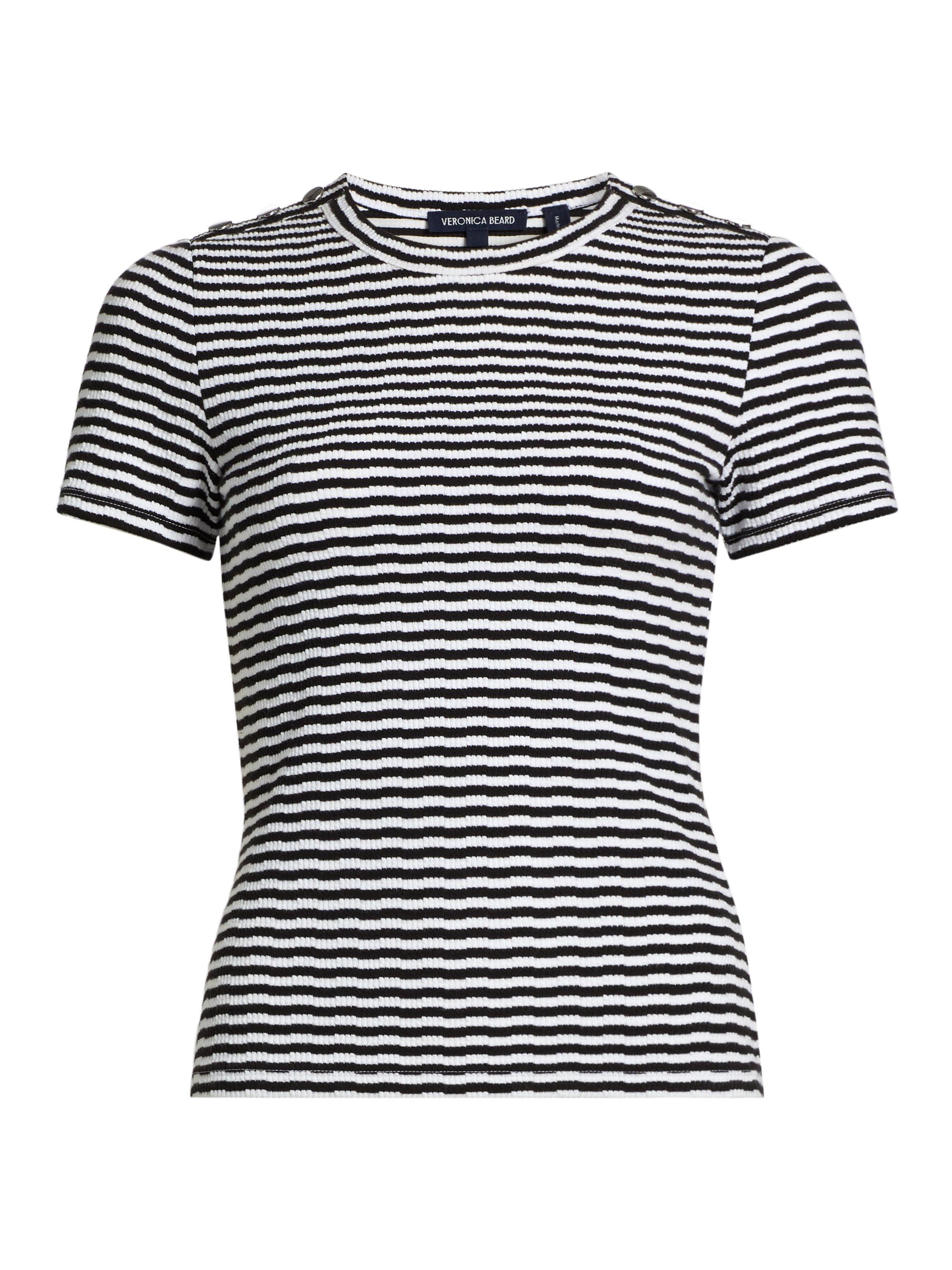 Veronica Beard Women's Draya Striped Knit T-Shirt - Black White