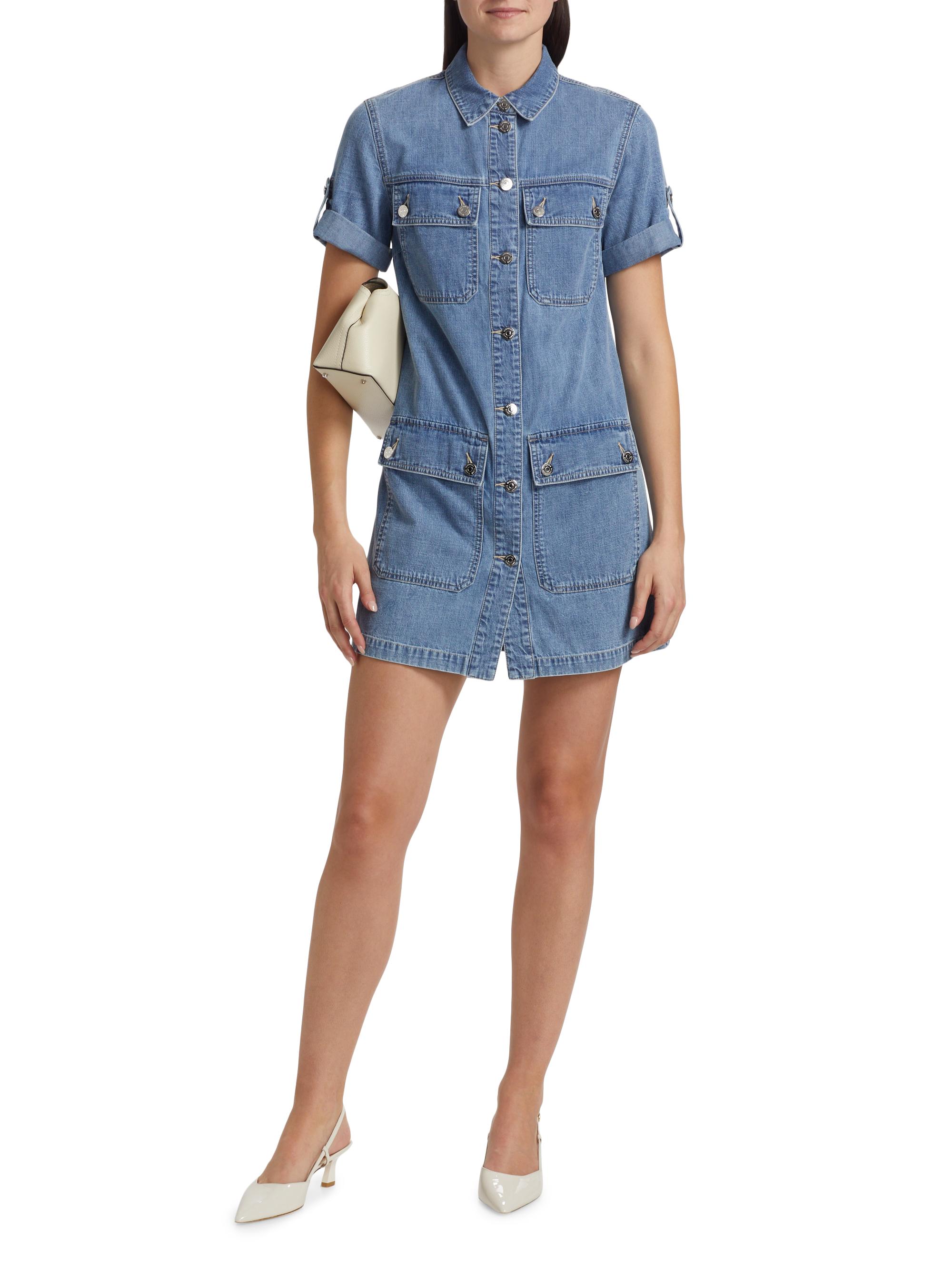 veronica beard denim mini dress Veronica Beard Felice Denim Mini Dress | Stoned Bright Blue