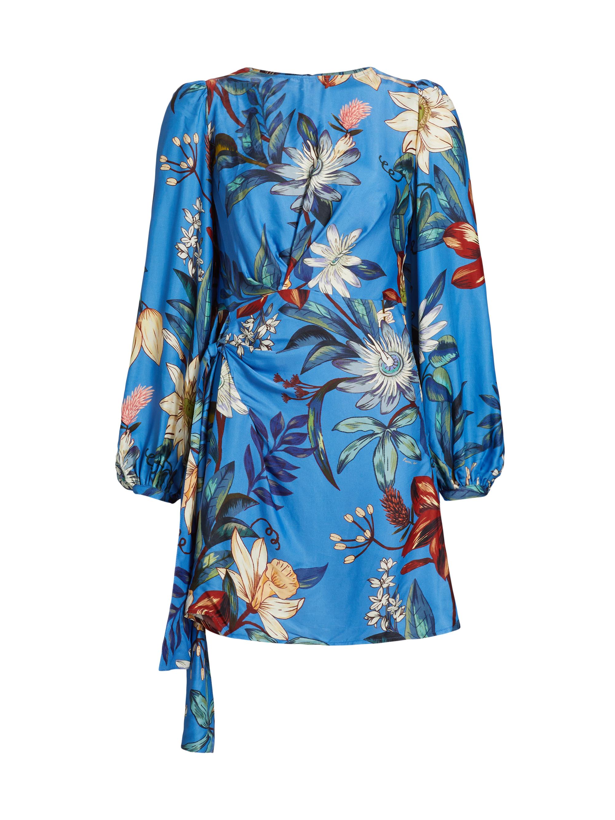 Farm Rio Women's Surreal Flowers Wrap Minidress - Blue