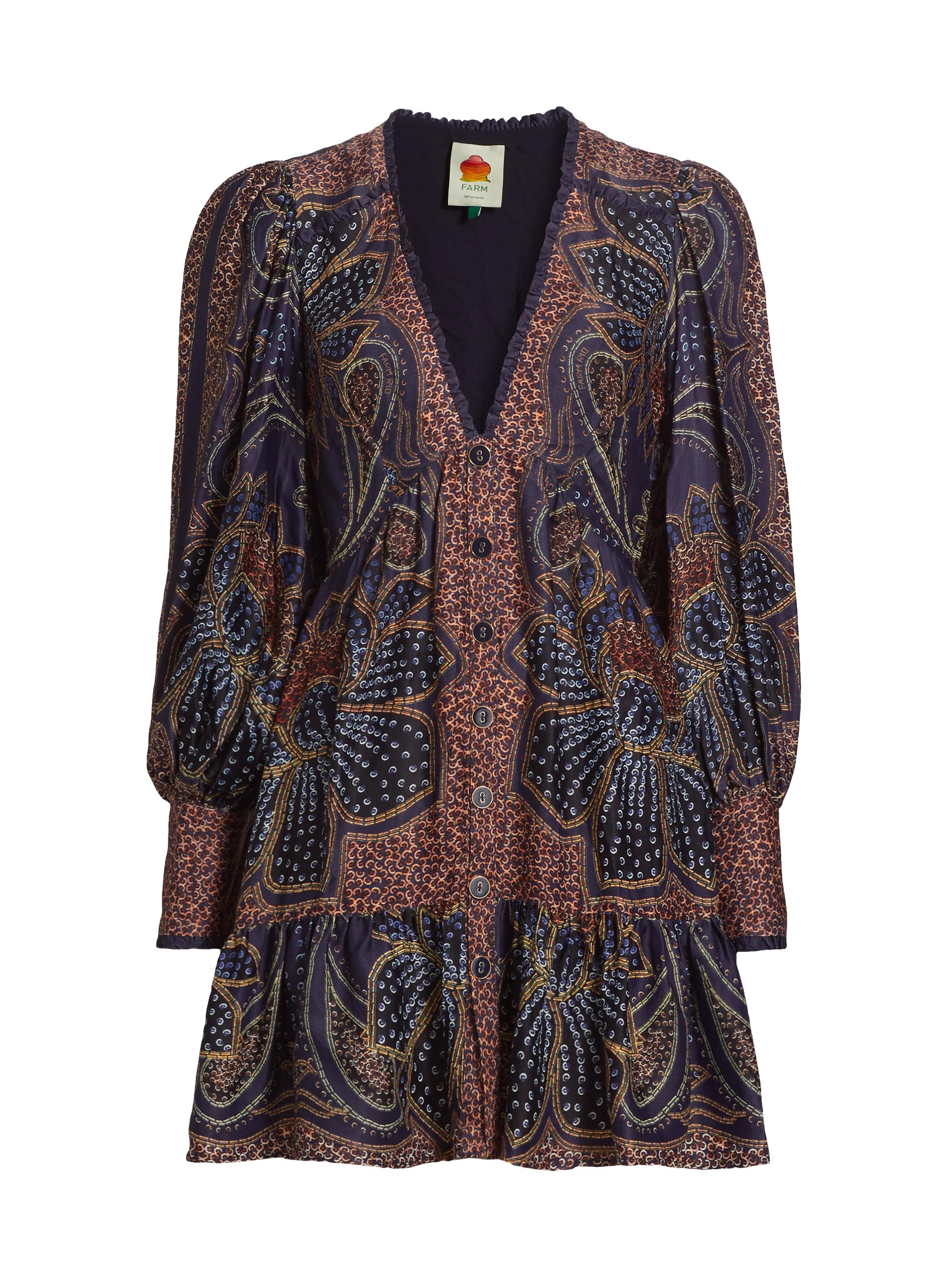 Farm Rio Women's Floral Glam Minidress - Blue