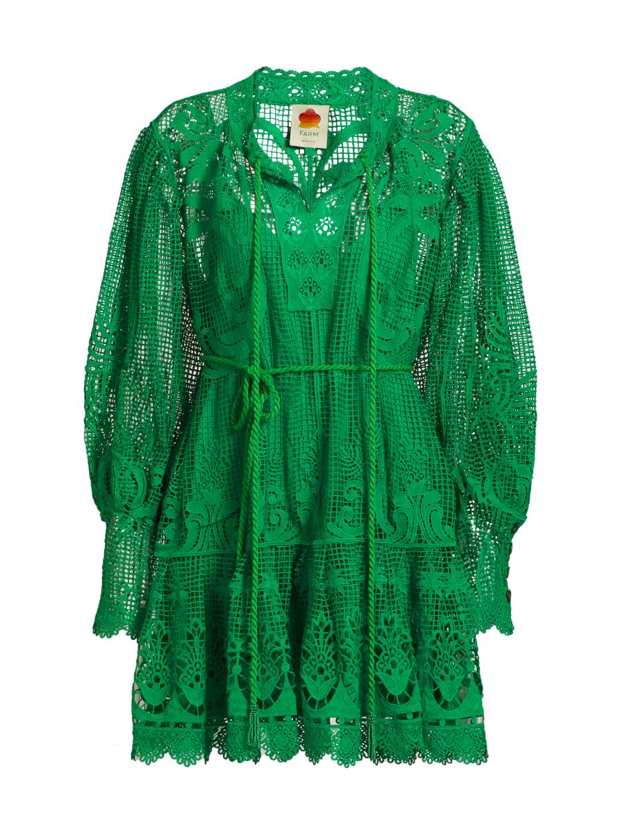 Farm Rio Tropical Flight Guipure Minidress | Saks Fifth Avenue
