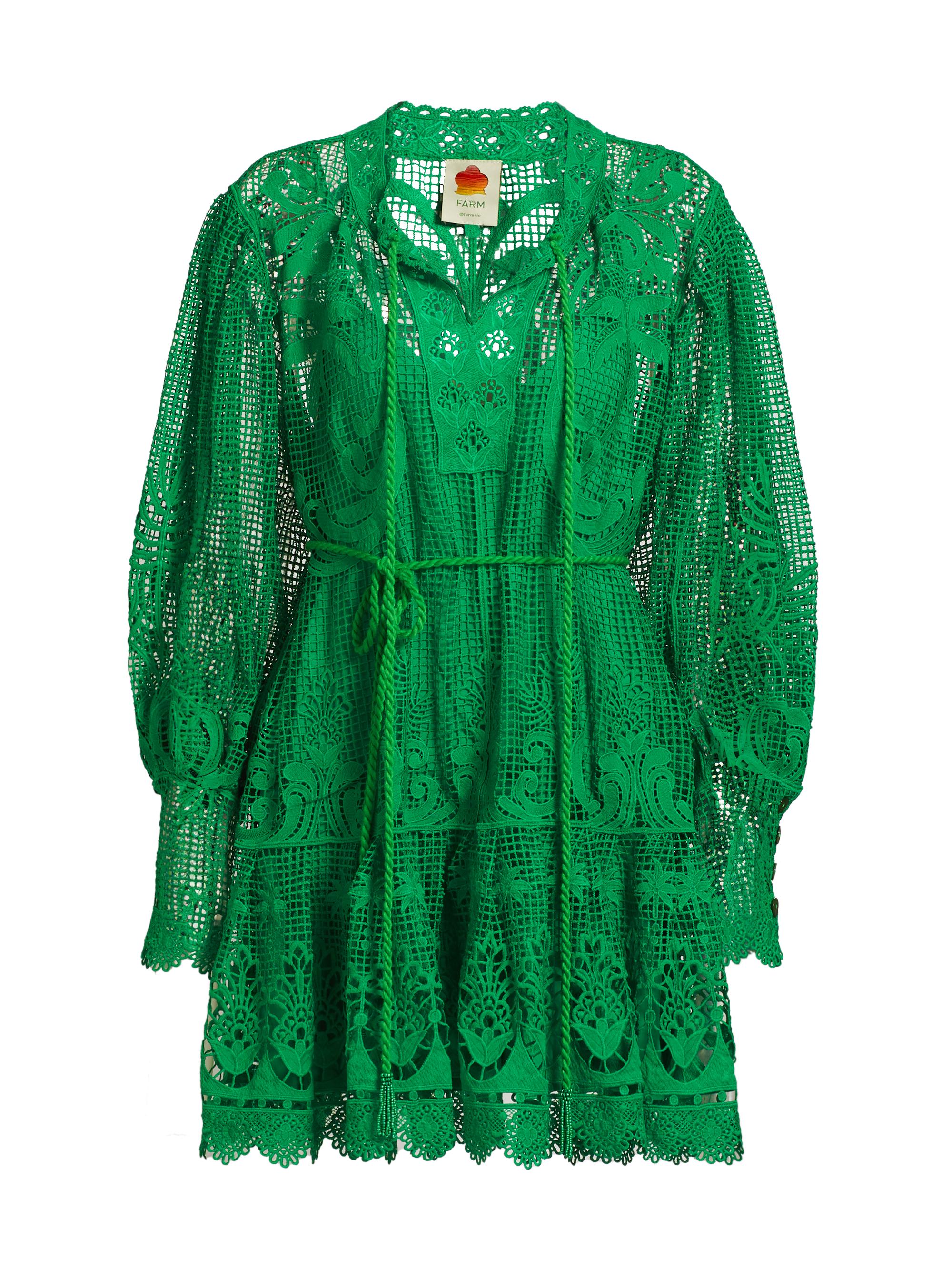 Farm Rio Women's Tropical Flight Guipure Minidress - Green