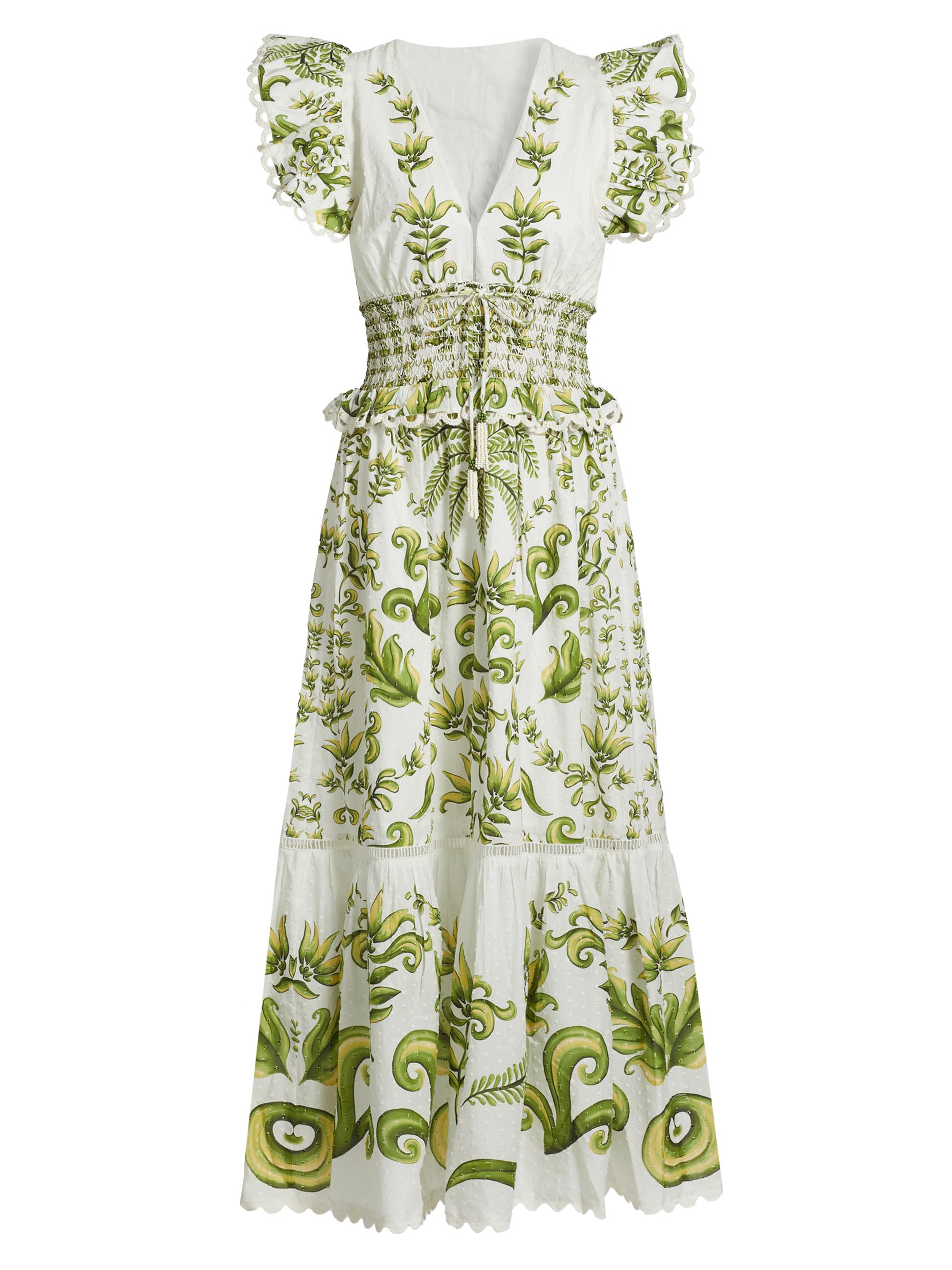 Farm Rio Women's Milani Flutter-Sleeve Maxi Dress - Milani Off White Print