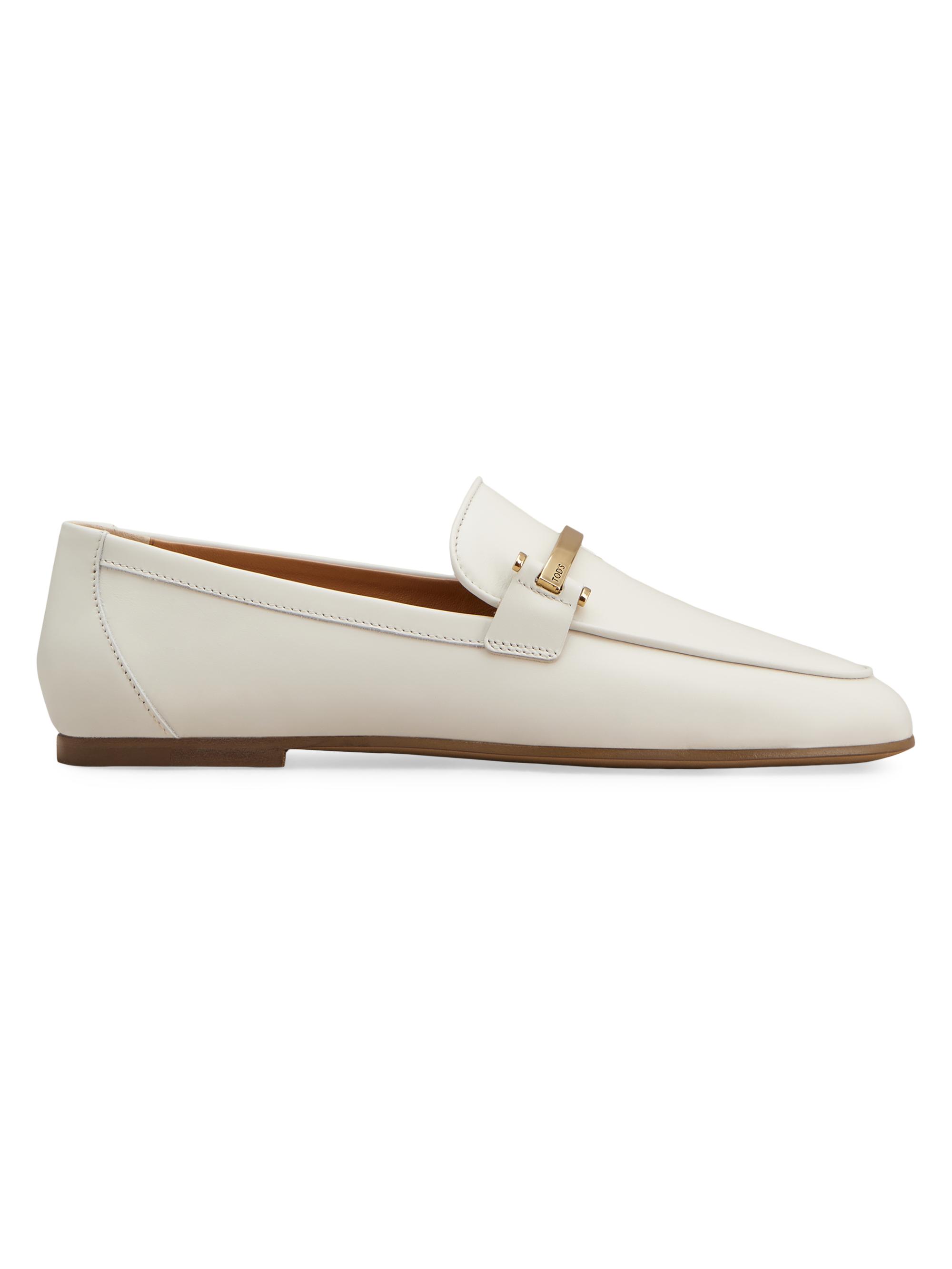 Tod's Women's Barretta Leather Loafers - Bianco Calce