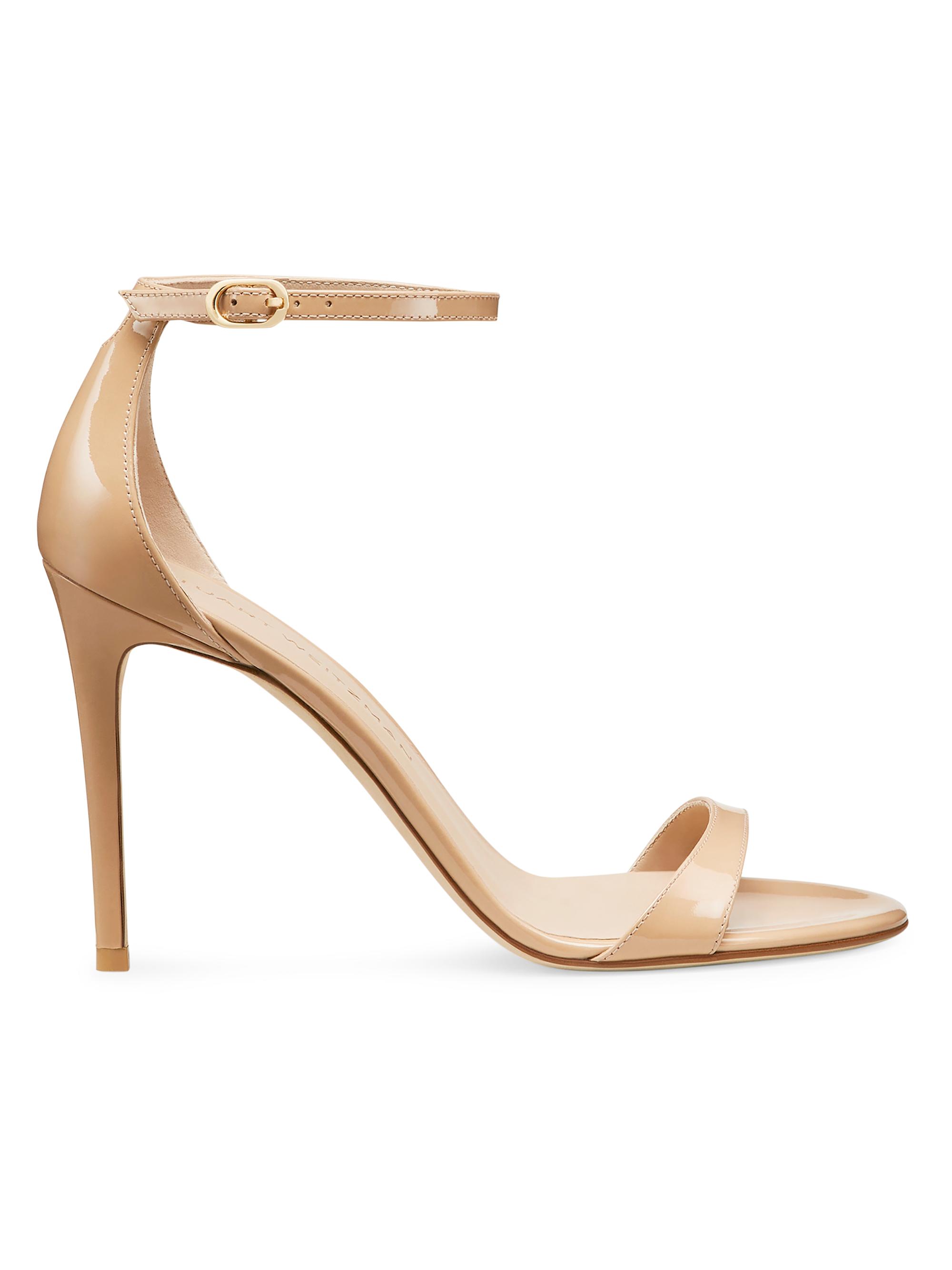 靴 Post Production Hunt Sandals 4H 25SS Stuart Weitzman Nudist Shine 75MM Block-Heel Sandals | Saks Fifth
