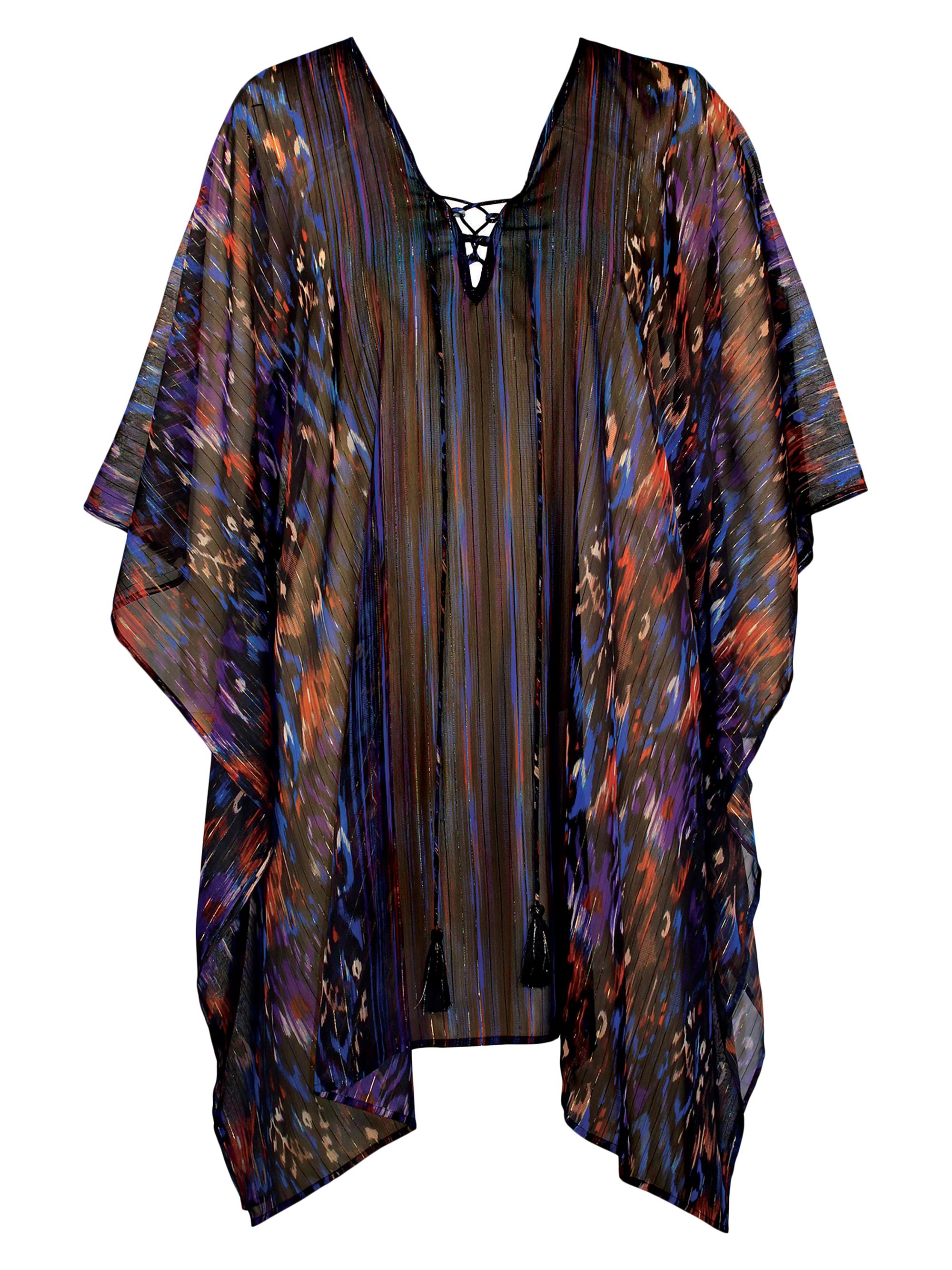 Miraclesuit Swim Women's Tapiz Abstract Chiffon Caftan - Black Multi