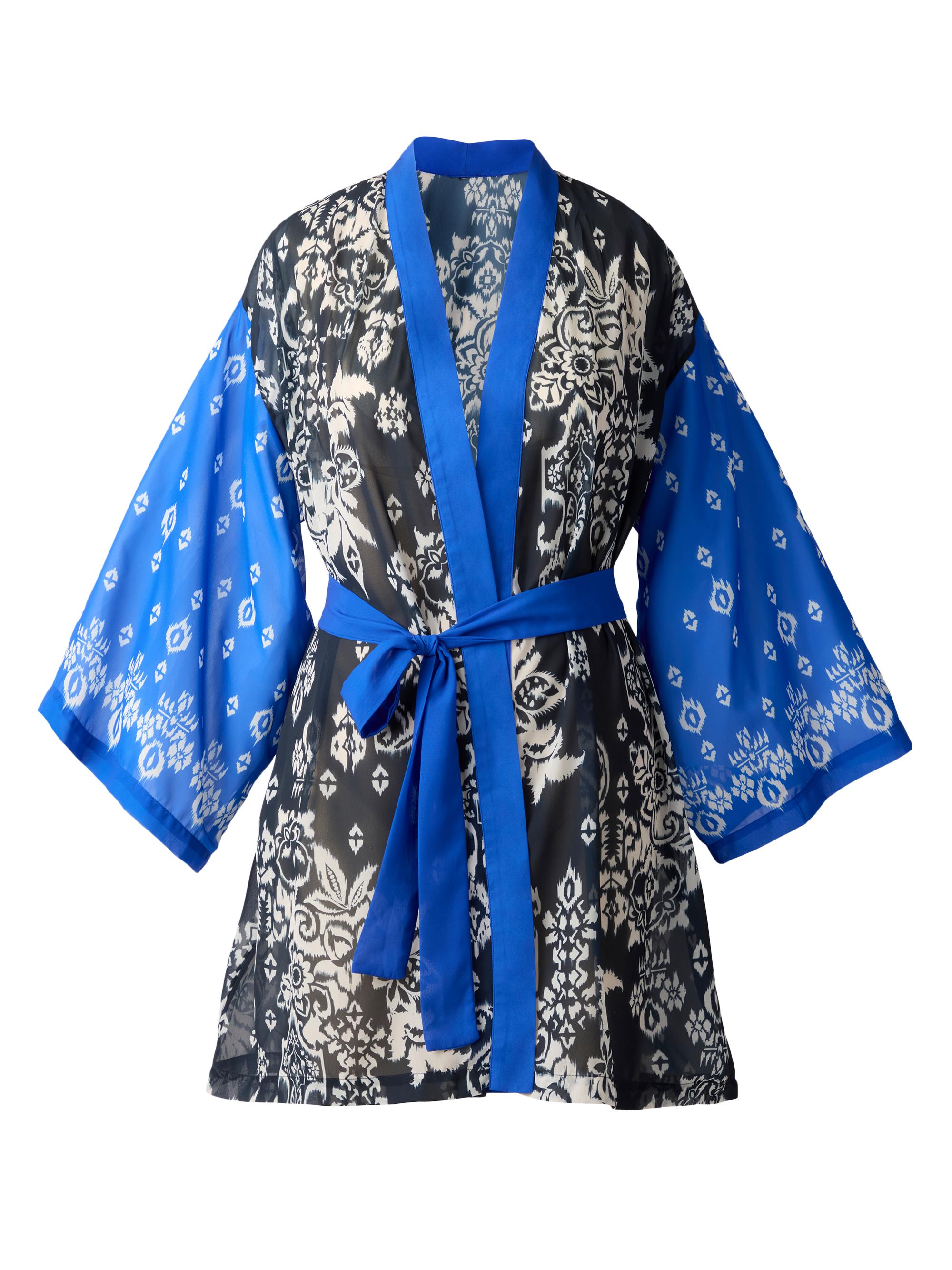 Miraclesuit Swim Women's Talavera Floral Georgette Kimono-Style Robe - Midnight White