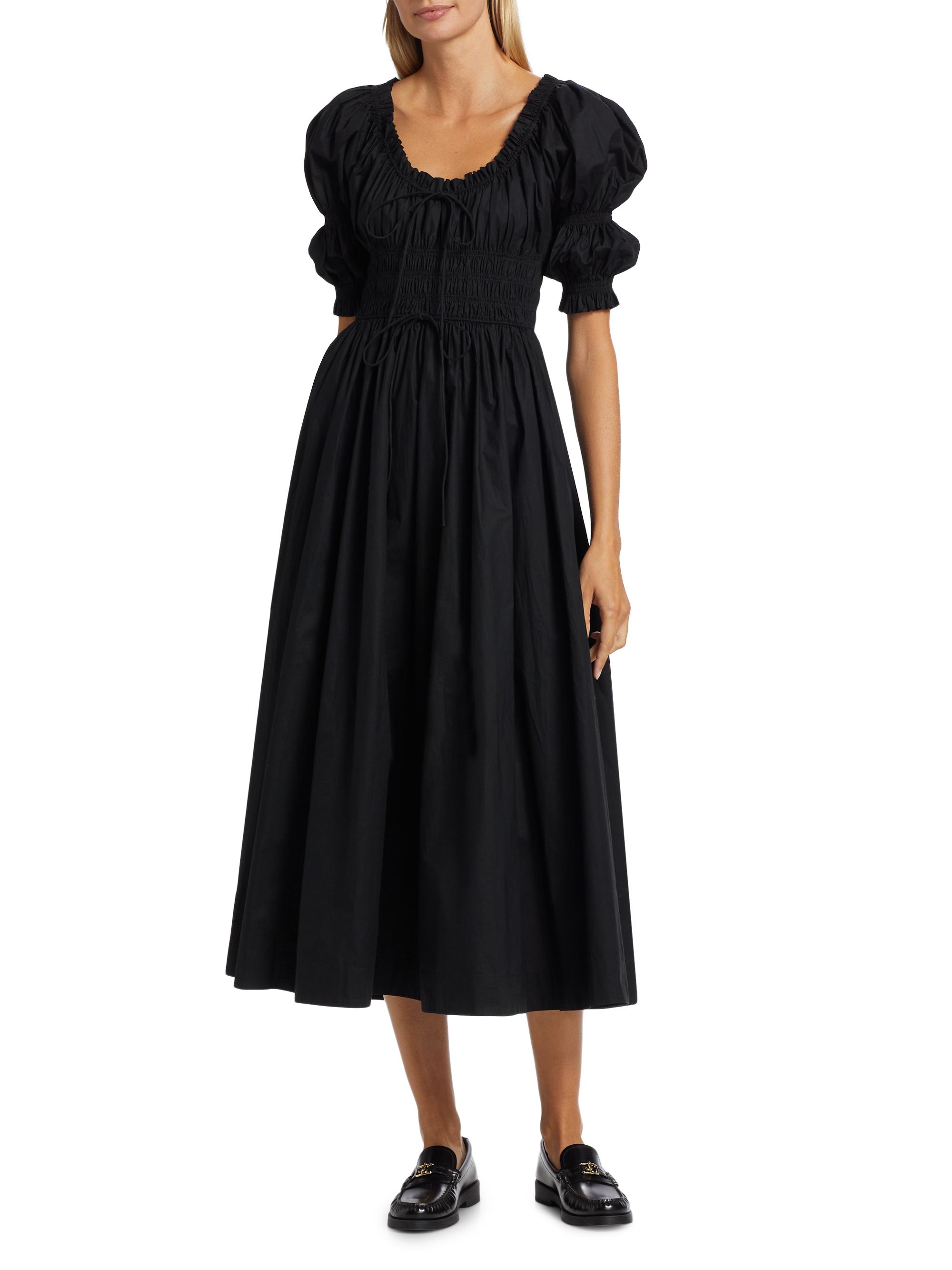 美品【SUKU 】DRESSING GOWN ブラック S Ｍ DÔEN Ischia Puff-Sleeve Dress | Saks Fifth Avenue