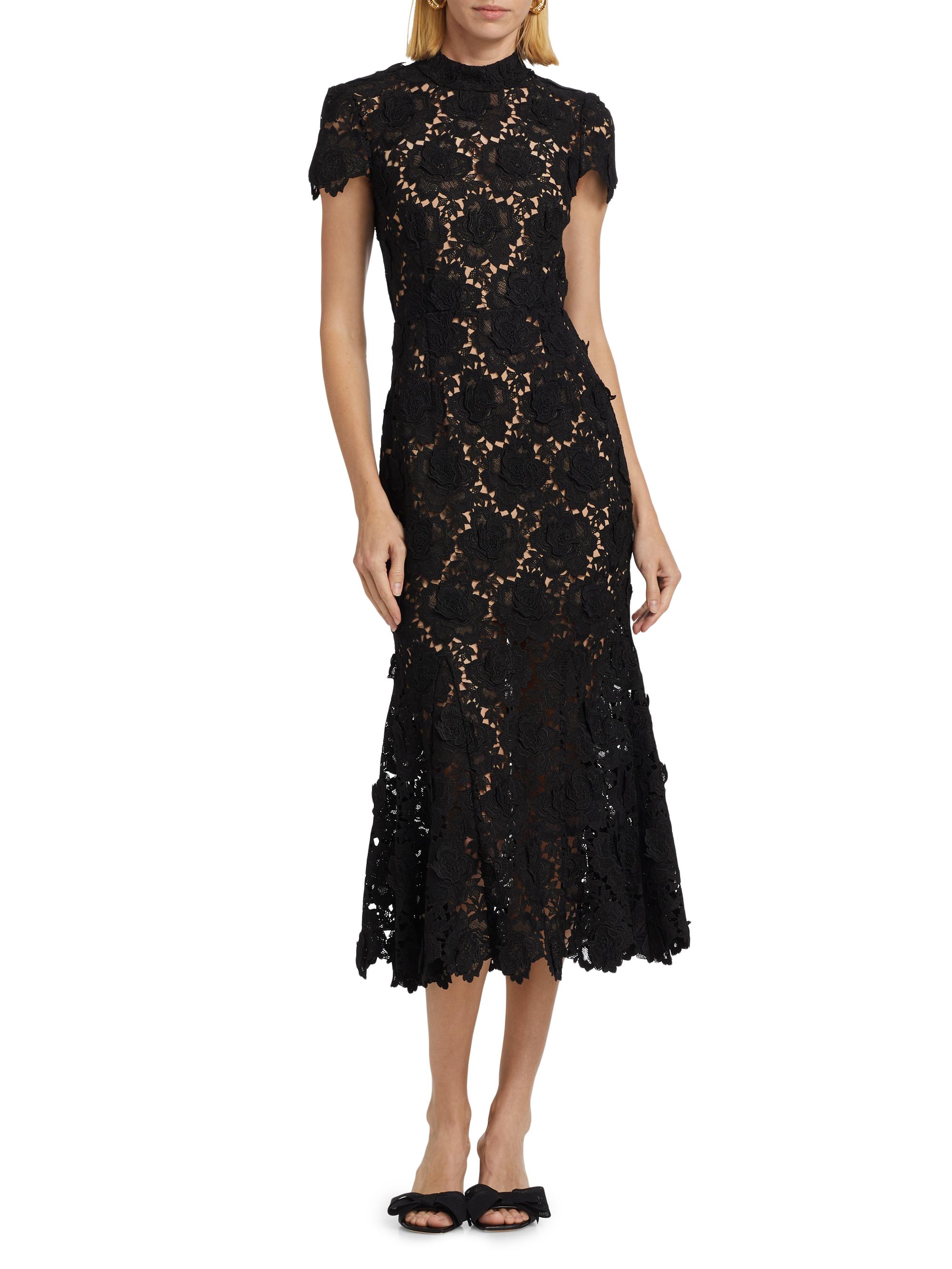 Self-Portrait Flower Lace Mermaid Midi-Dress | Saks Fifth Avenue