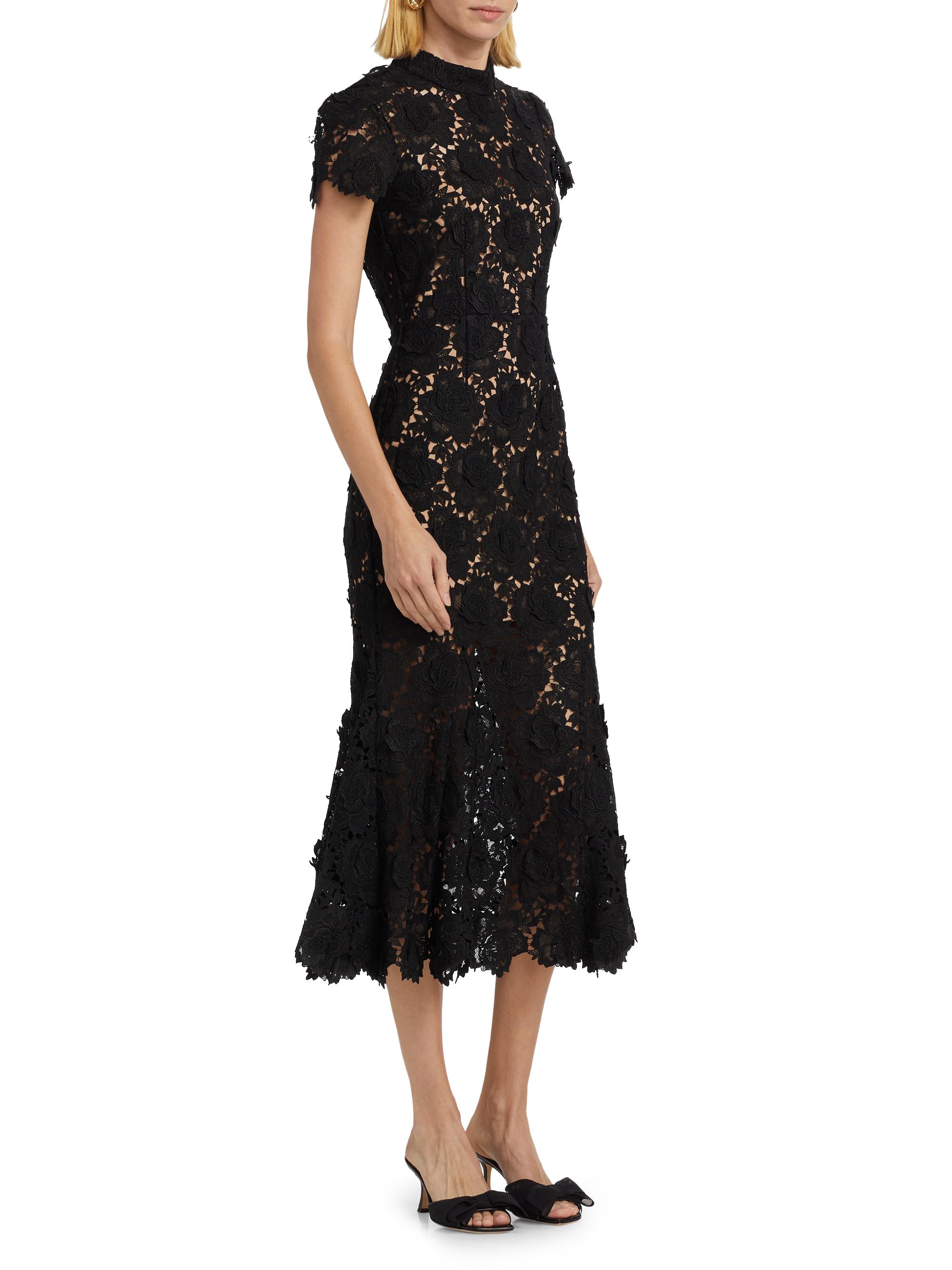 Self-Portrait Flower Lace Mermaid Midi-Dress | Saks Fifth Avenue