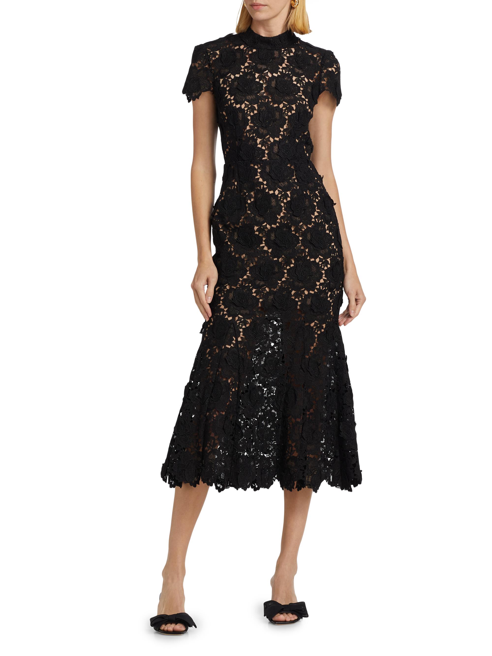 Self-Portrait Flower Lace Mermaid Midi-Dress | Saks Fifth Avenue