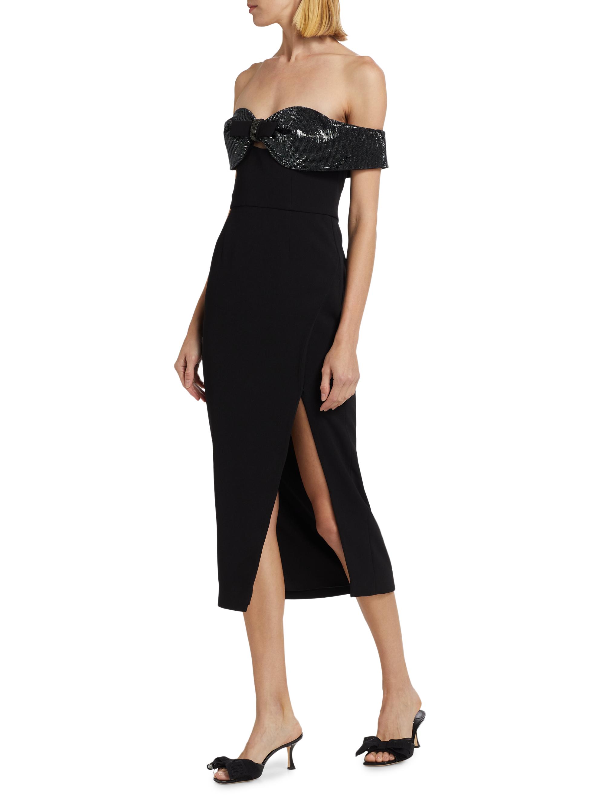 Self-Portrait Embellished Crpe Bow Midi-Dress | Saks Fifth Avenue