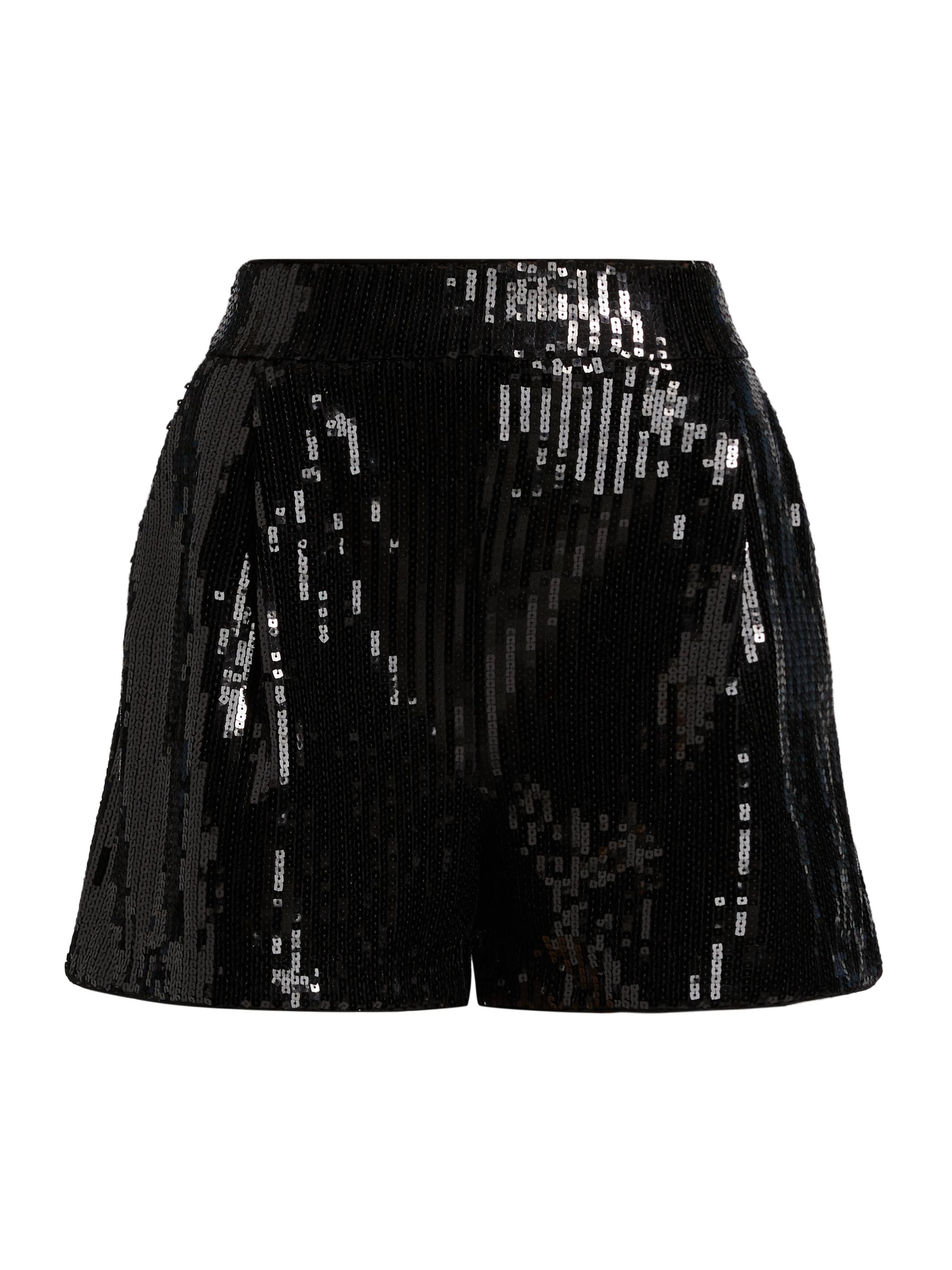 susana monaco Women's Square Sequin Shorts - Black