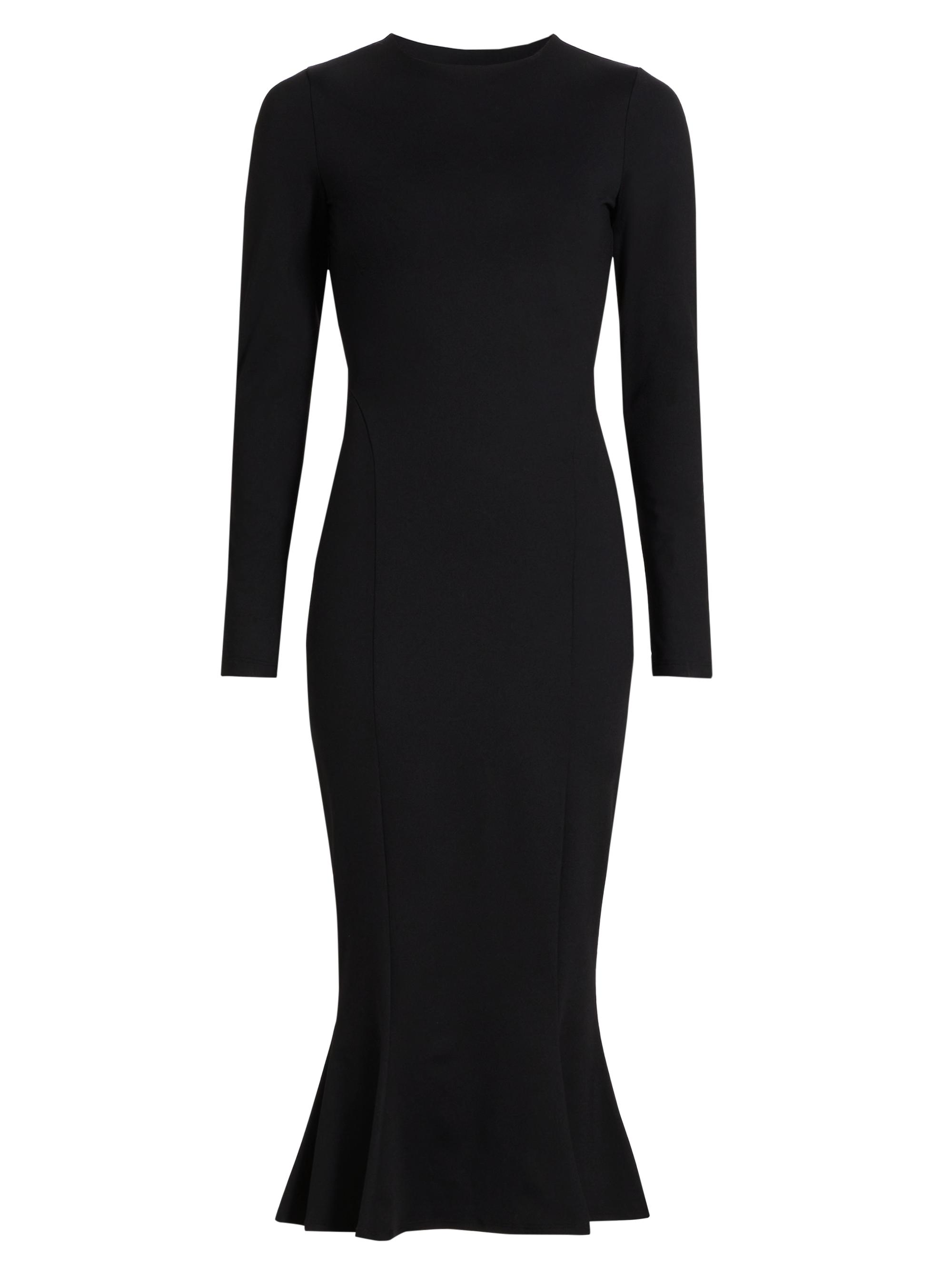 susana monaco Women's Trumpet Long-Sleeve Midi-Dress - Black