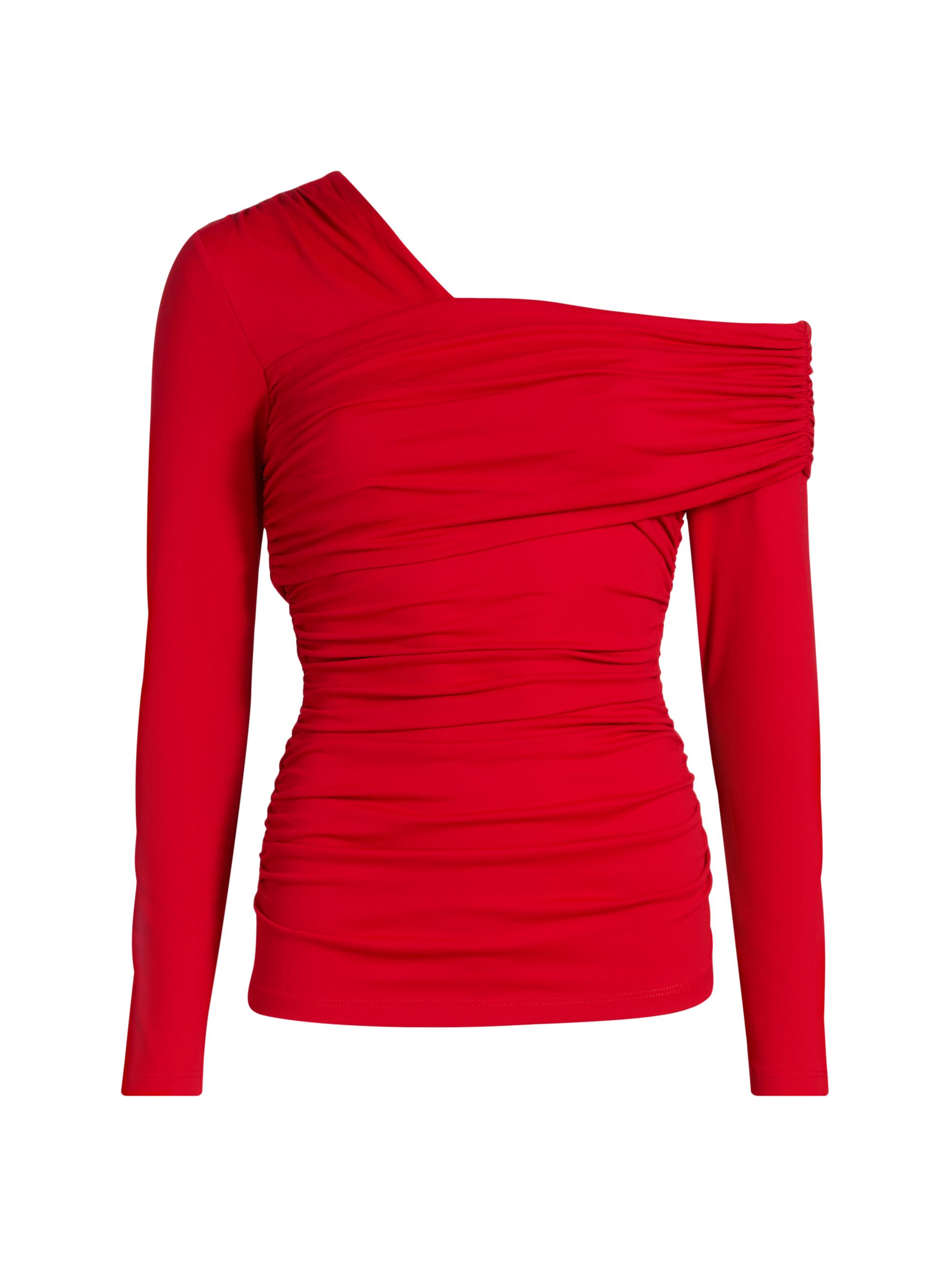 susana monaco Women's Carryover Off-The-Shoulder Long-Sleeve Top - Perfect Red