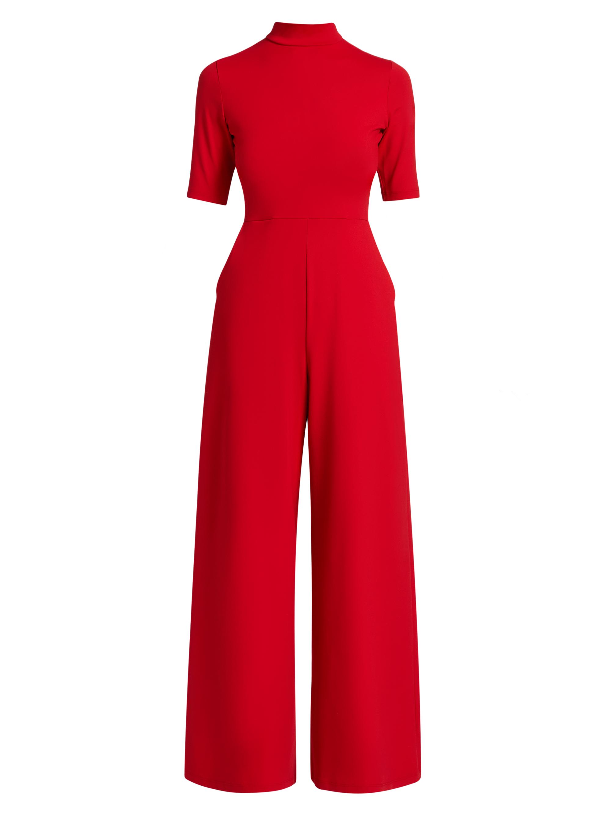 susana monaco Women's Mockneck Short-Sleeve Jumpsuit - Perfect Red