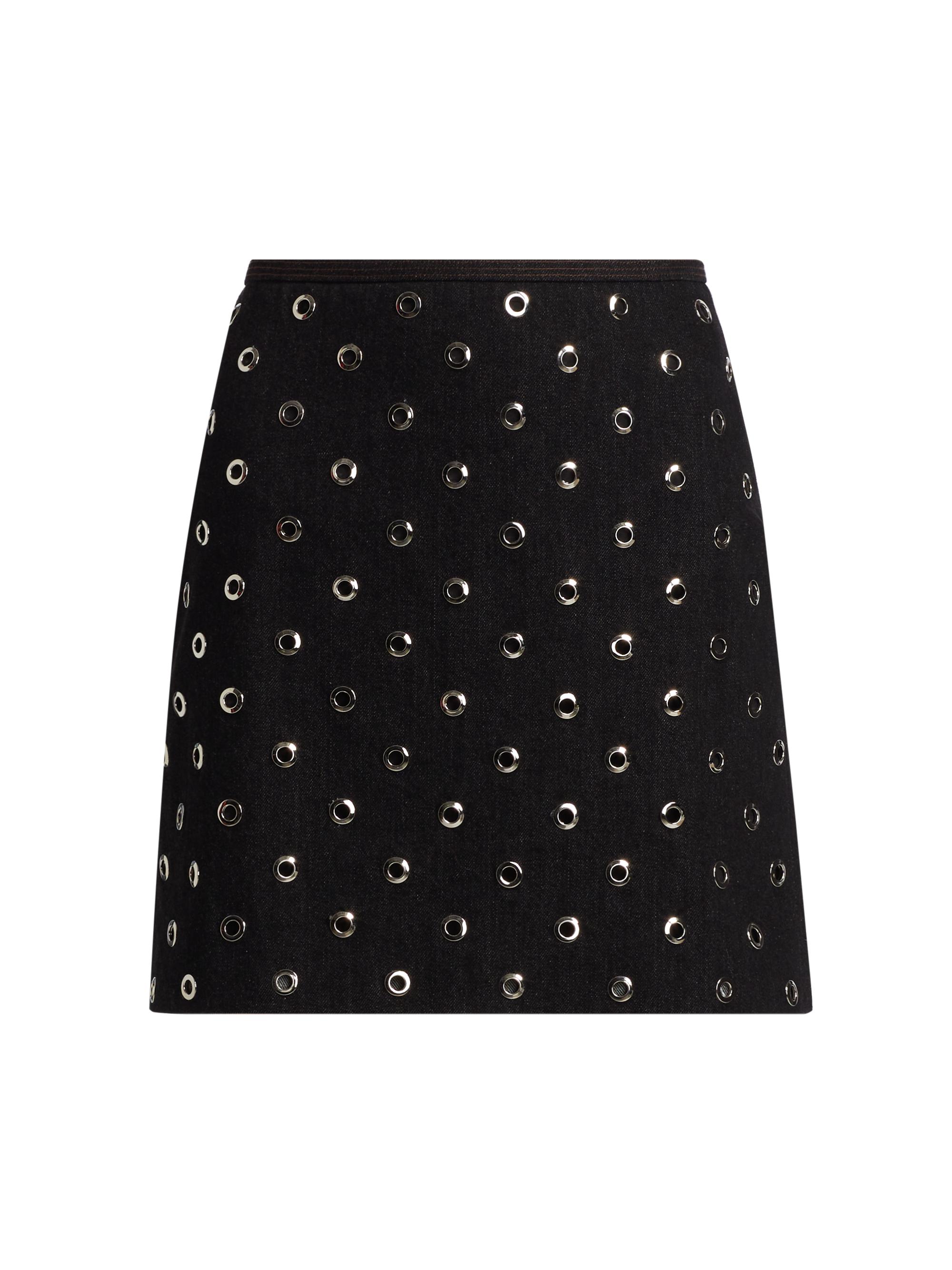 Veronica Beard Women's Blaire Grommet Miniskirt - Washed Black Silver