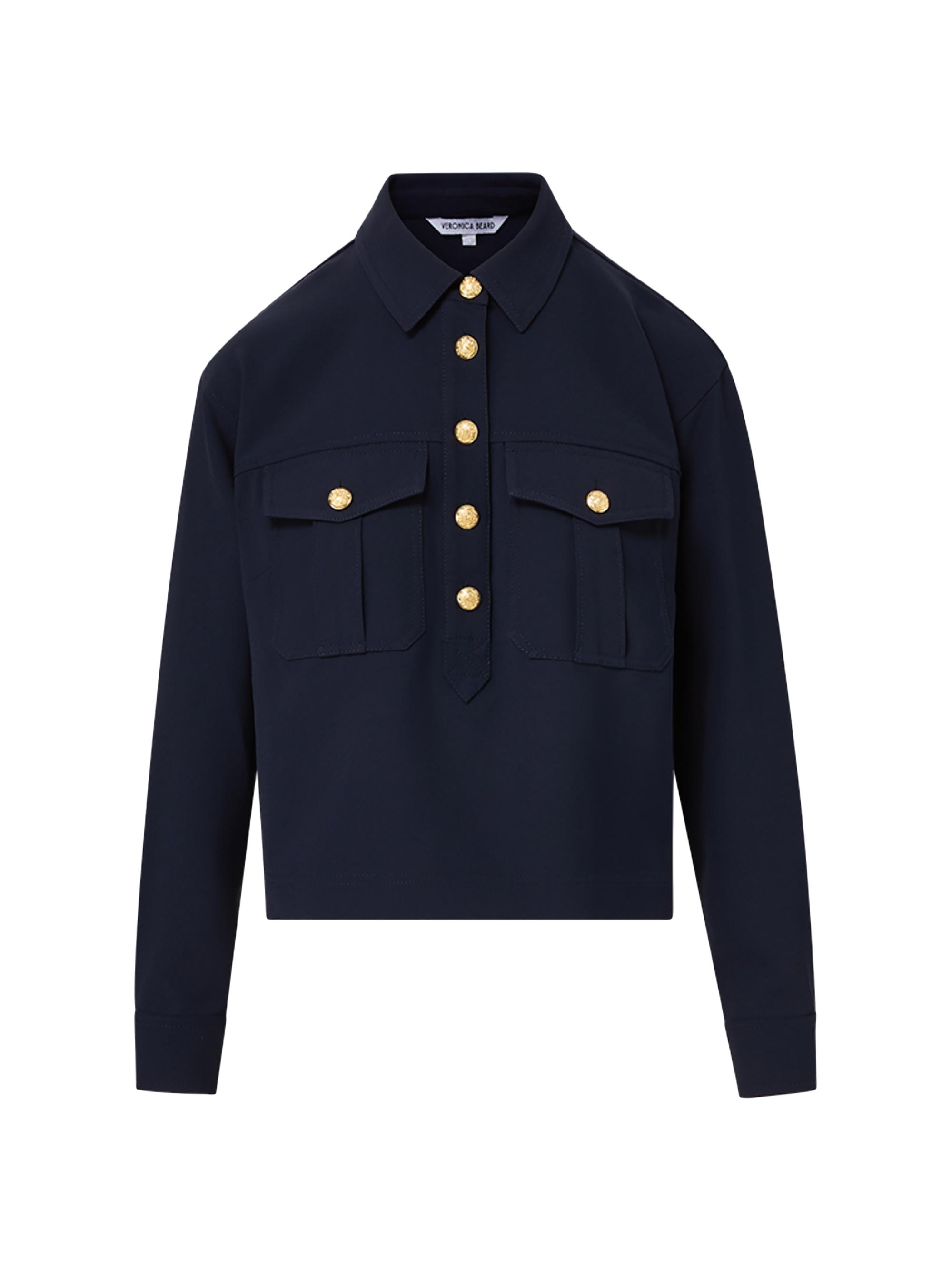 Veronica Beard Women's Colvin Flap-Pocket Shacket - Navy