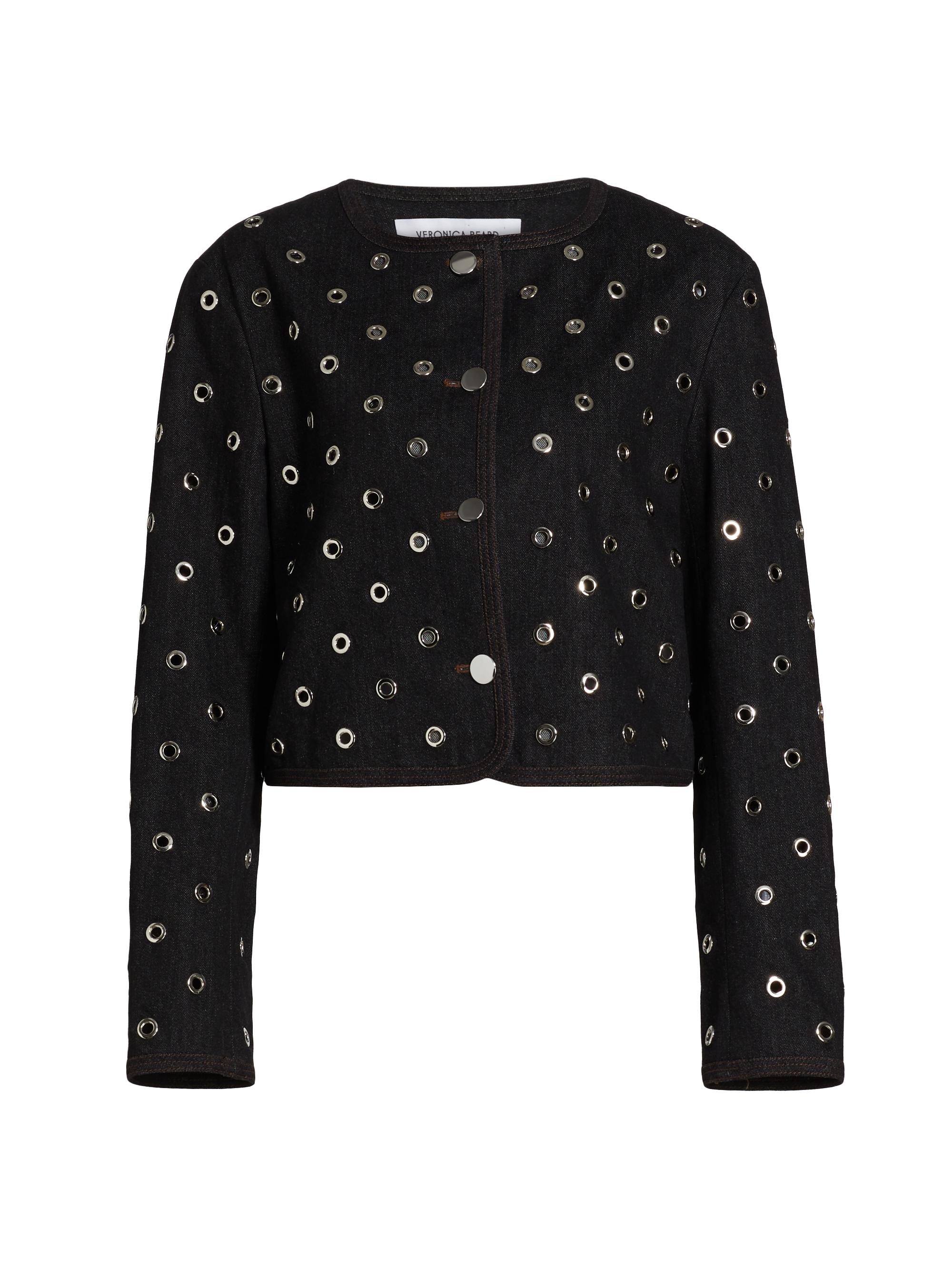 Veronica Beard Women's Beale Grommet Denim Jacket - Washed Black Silver