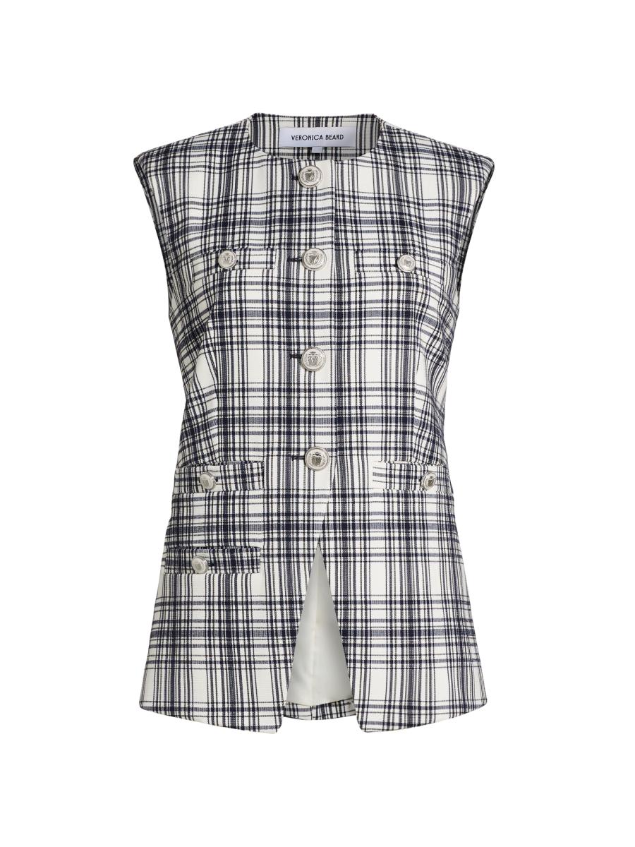 【Veronica Beard】 Tamaraコットンブレンドツイードベスト Veronica Beard Tamara Plaid Cotton-Blend Vest | Saks Fifth