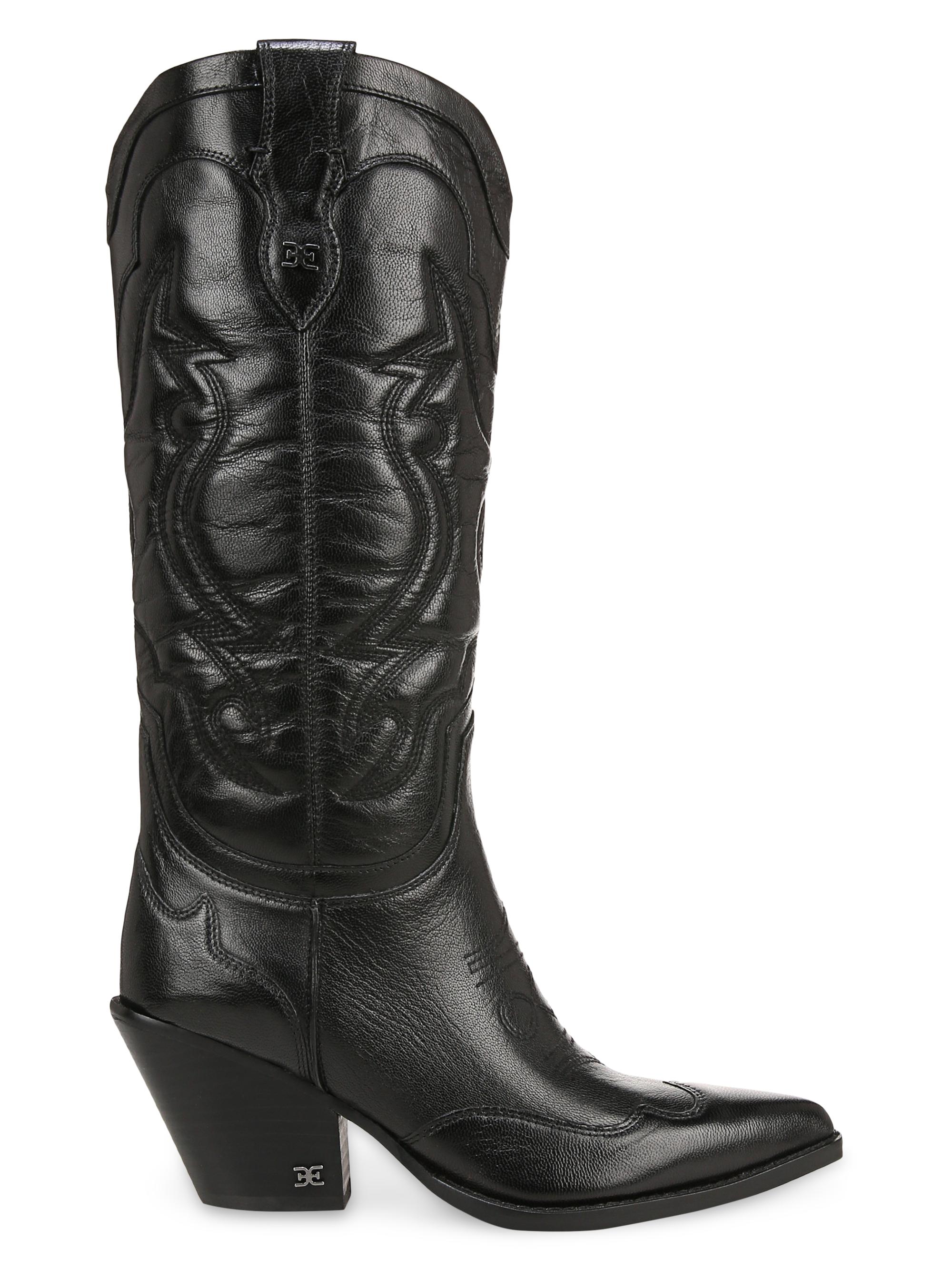 Sam Edelman Women's James Western-Style Leather Knee-High Boots - Black