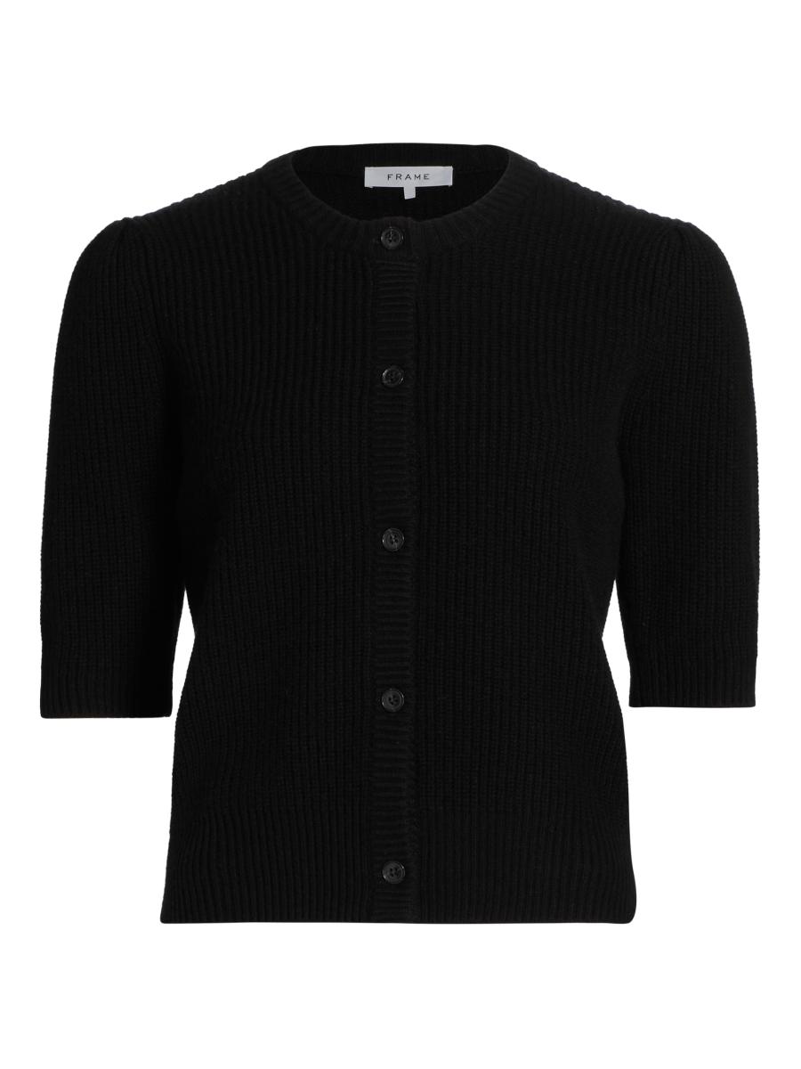 Cropped Cashmere Piqué Cardigan with Zip