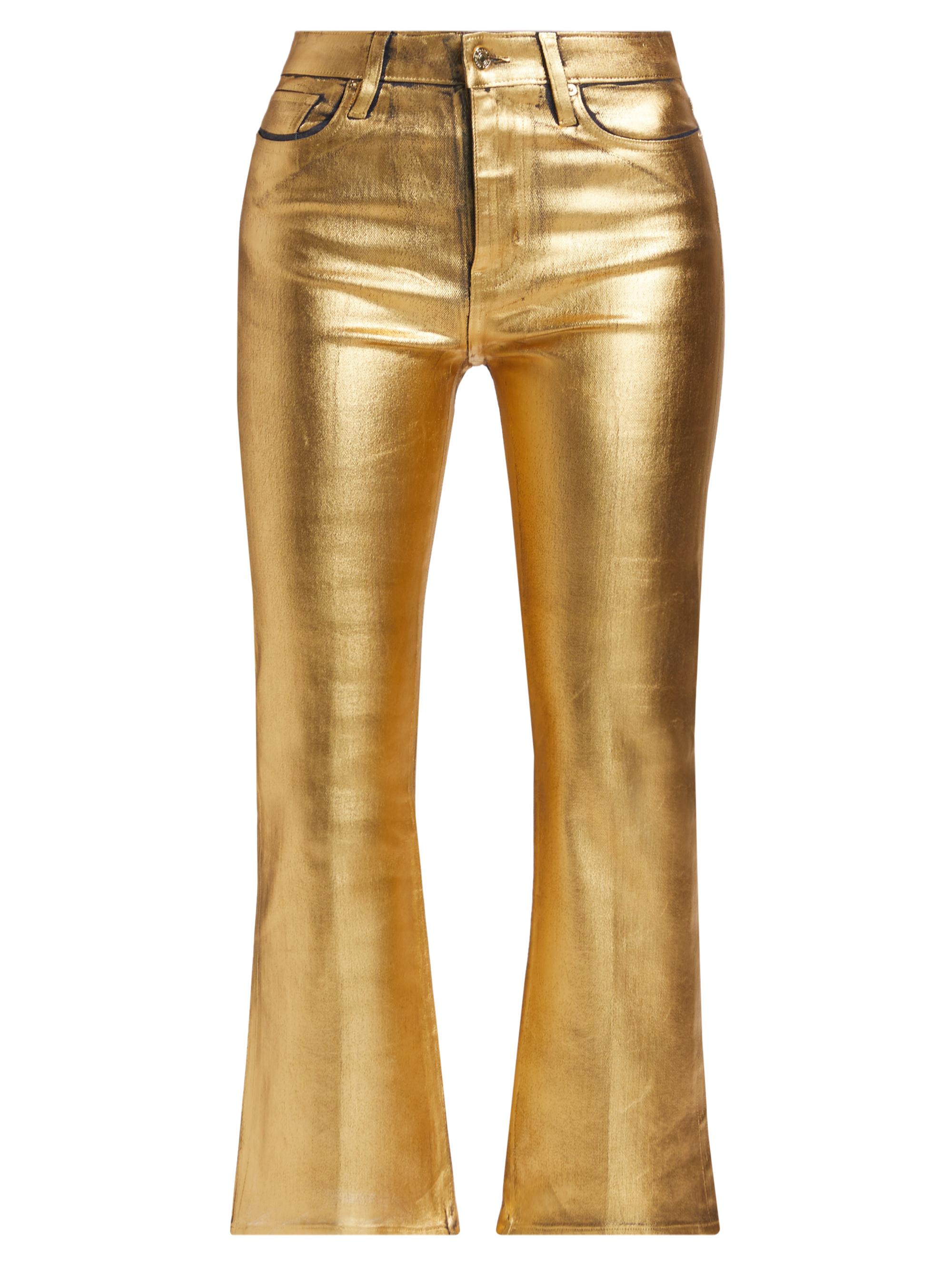 Frame Women's Le Crop Coated Mini Boot Pants - Gold Chrome
