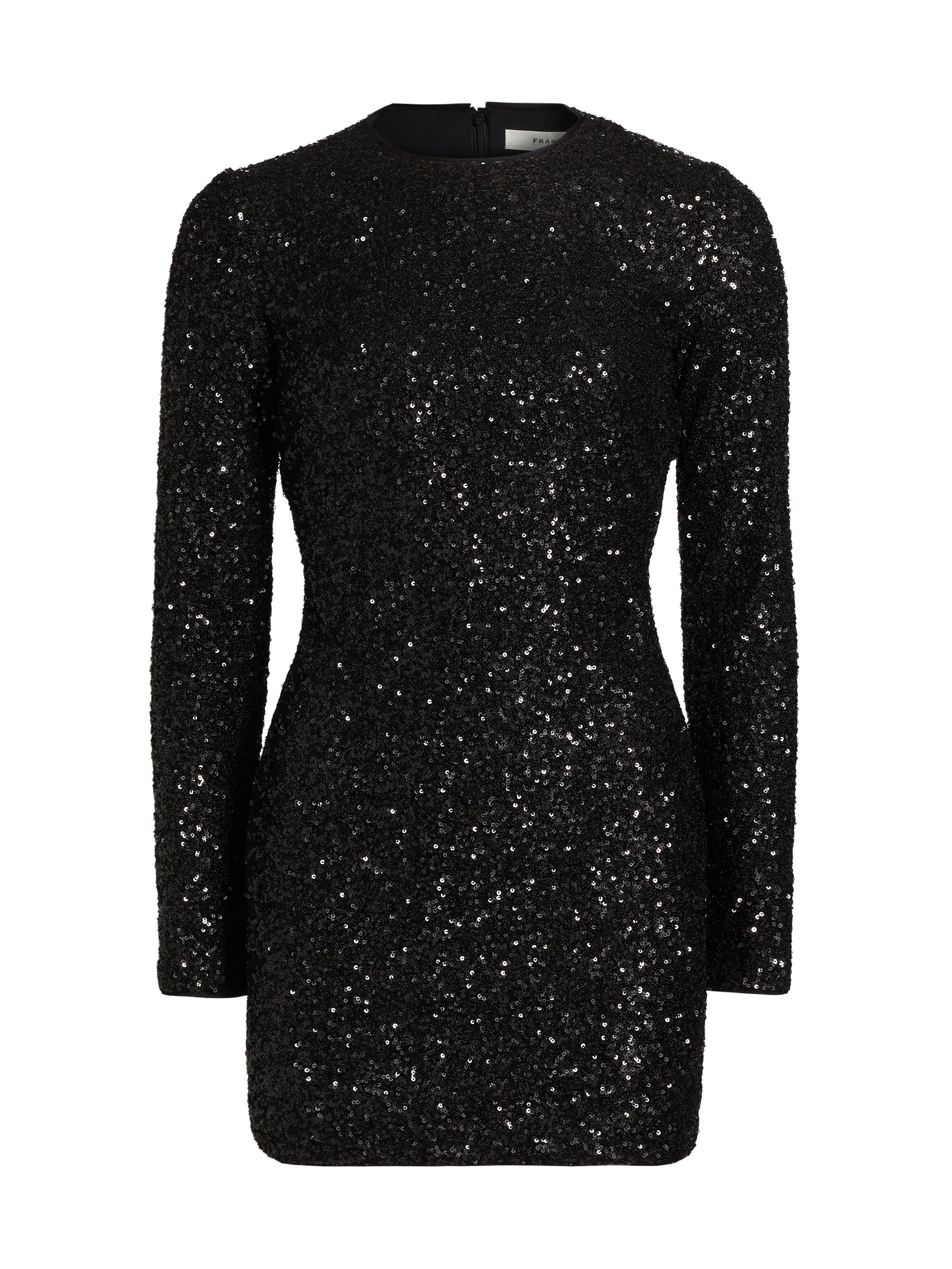 Frame Women's Sequin Embellished Long-Sleeve Minidress - Black