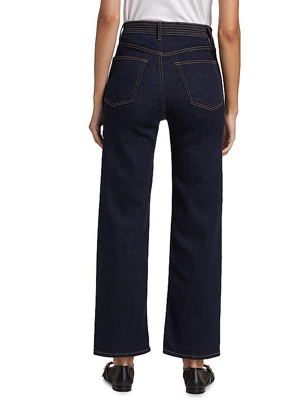 Shop Frame Trapunto Denim High-Rise Straight-Leg Jeans Shop Frame Trapunto Denim High-Rise Straight-Leg Jeans