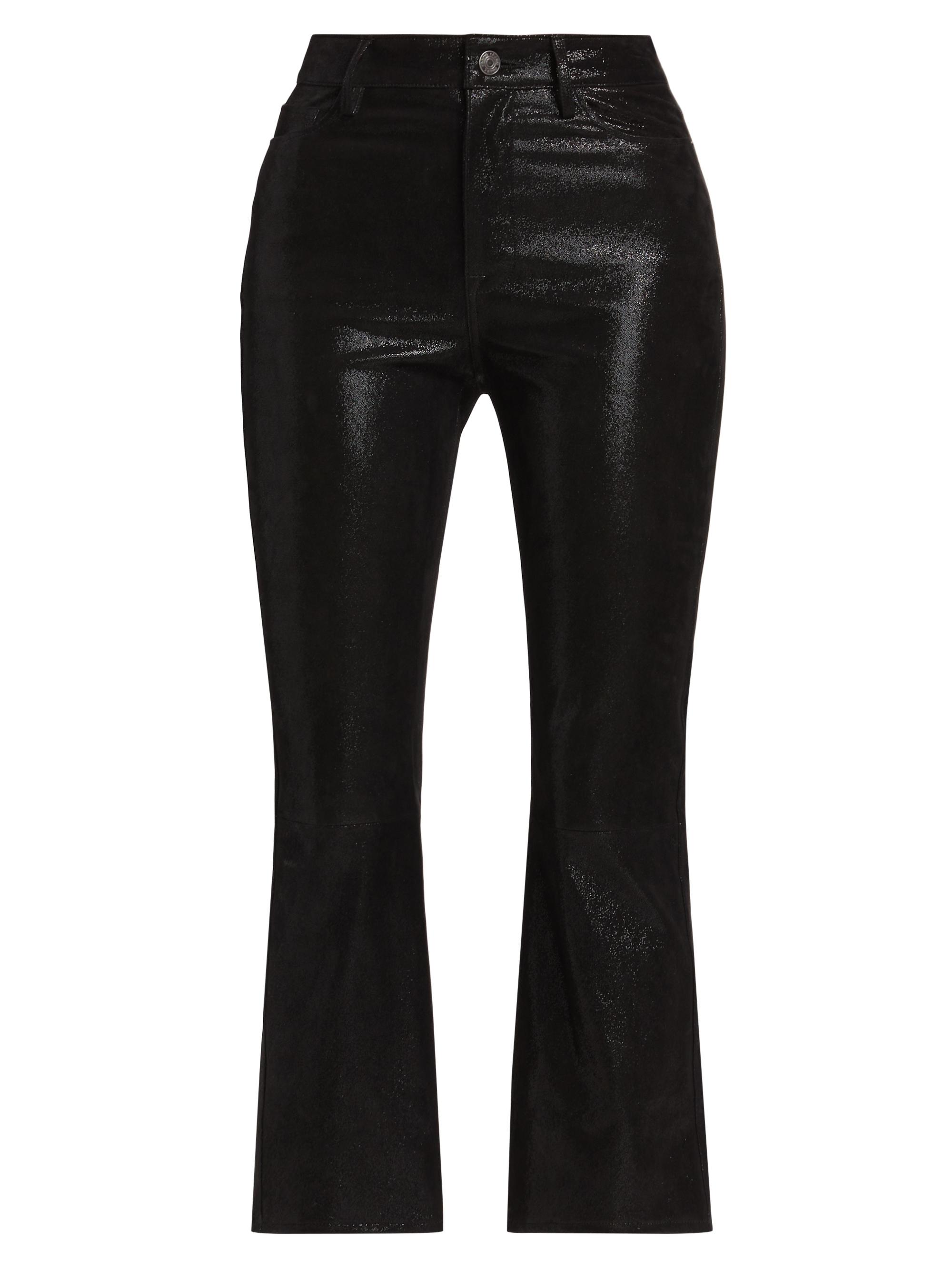 FRAME Women's Le Crop Mini Boot Leather Pants - Black Multi