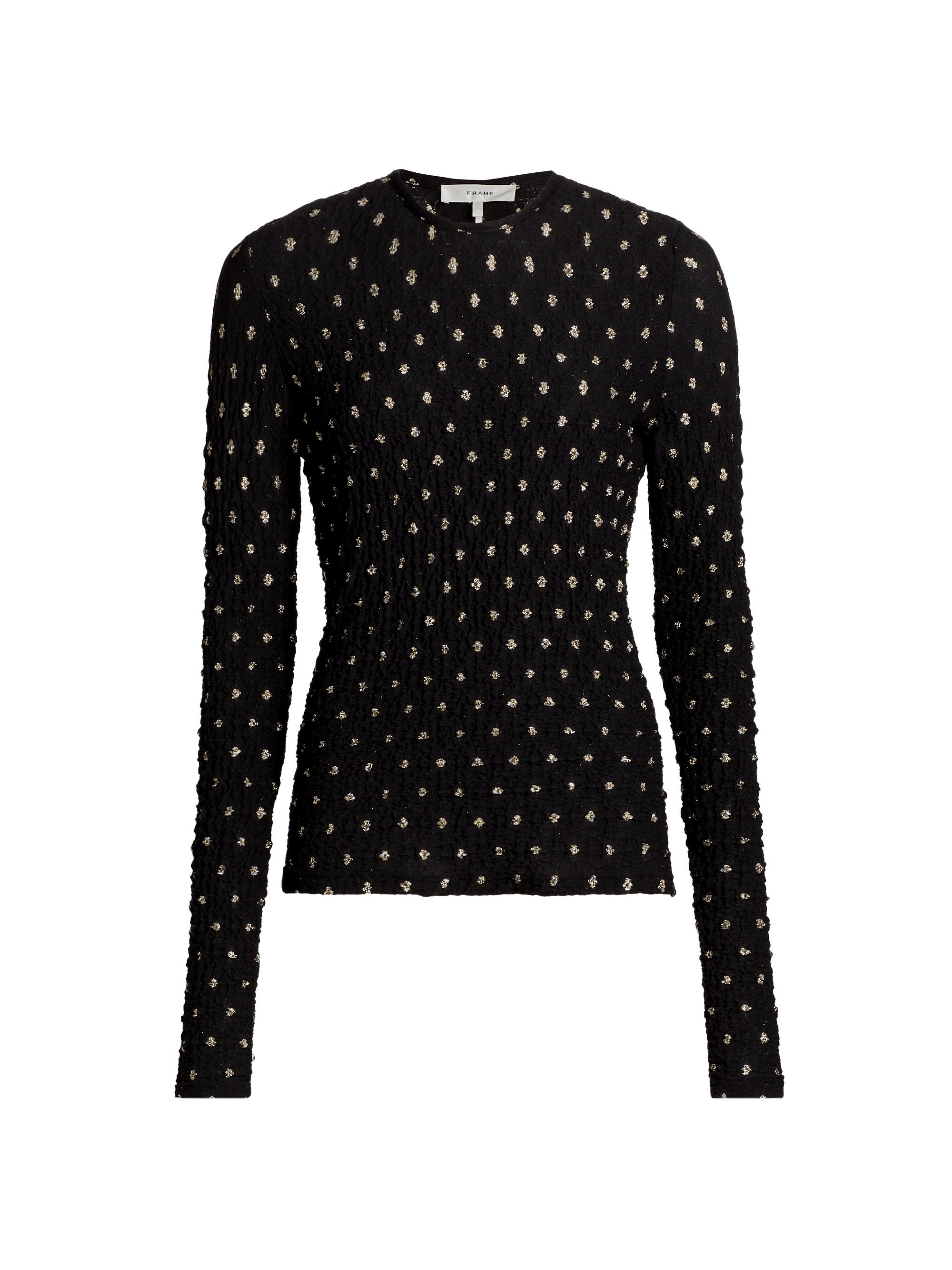 Frame Women's Dotted Stretch Mesh Top - Black Multi