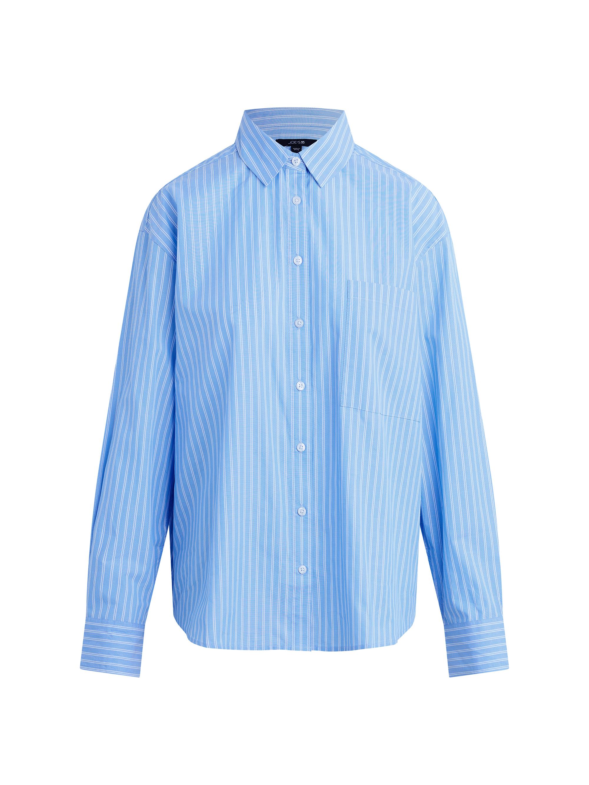 Joe's Jeans Women's The Boyfriend Striped Cotton Button-Front Shirt - Sky Blue White Stripe