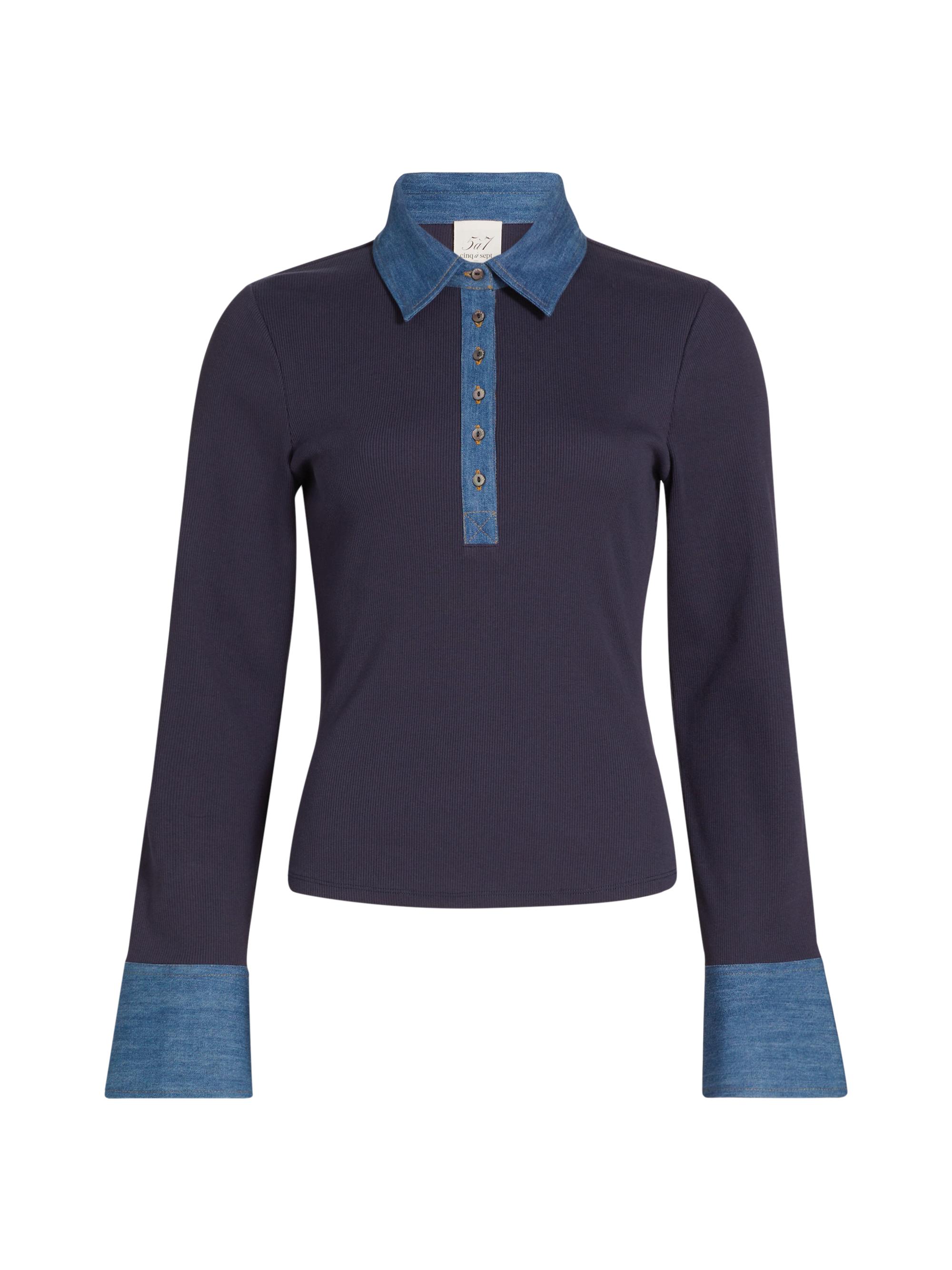 Cinq à Sept Jaden Denim & Stretch Cotton Top | Saks Fifth Avenue