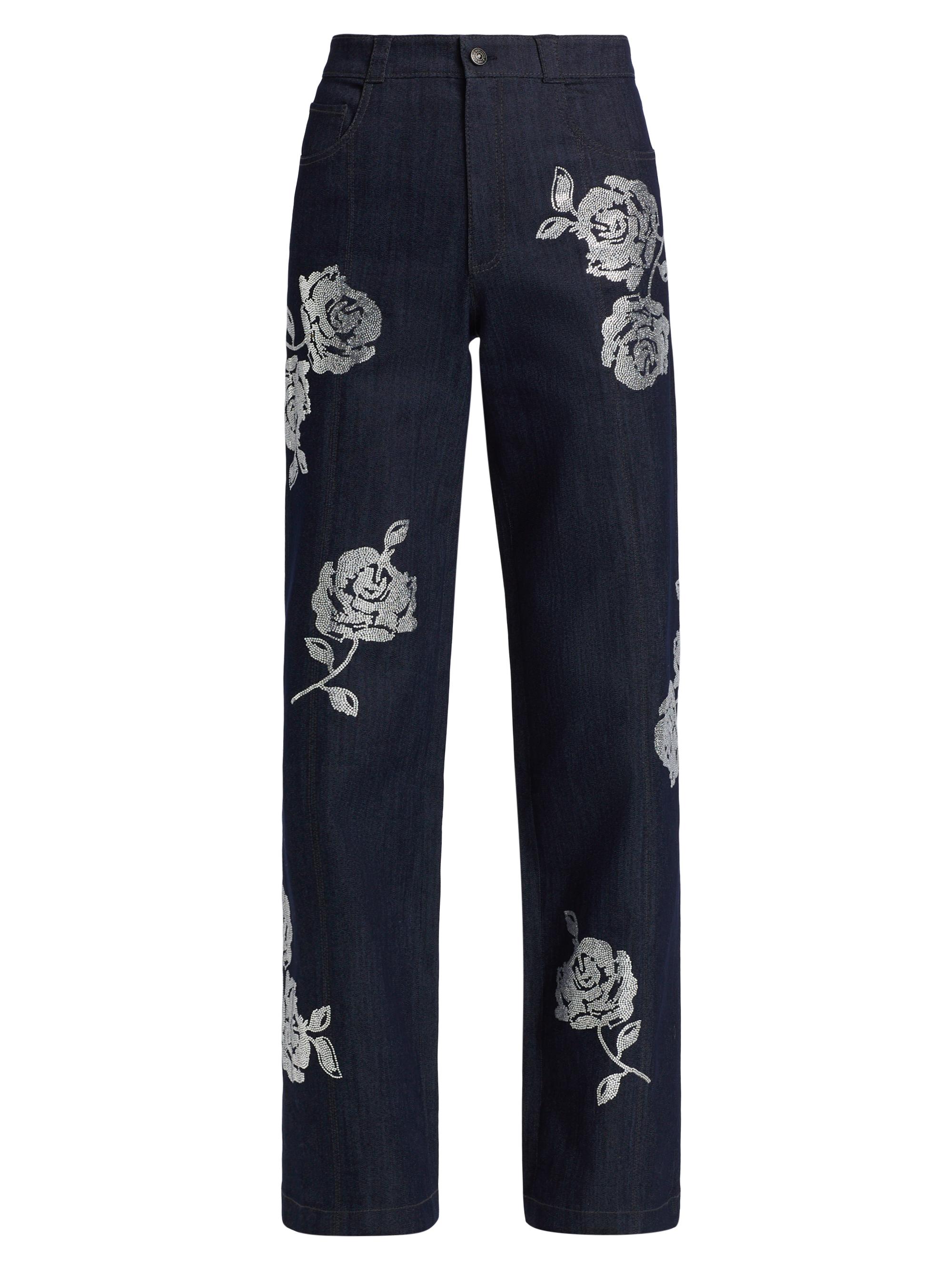 Cinq à Sept Francine Crystal Roses Jeans Saks Fifth Avenue