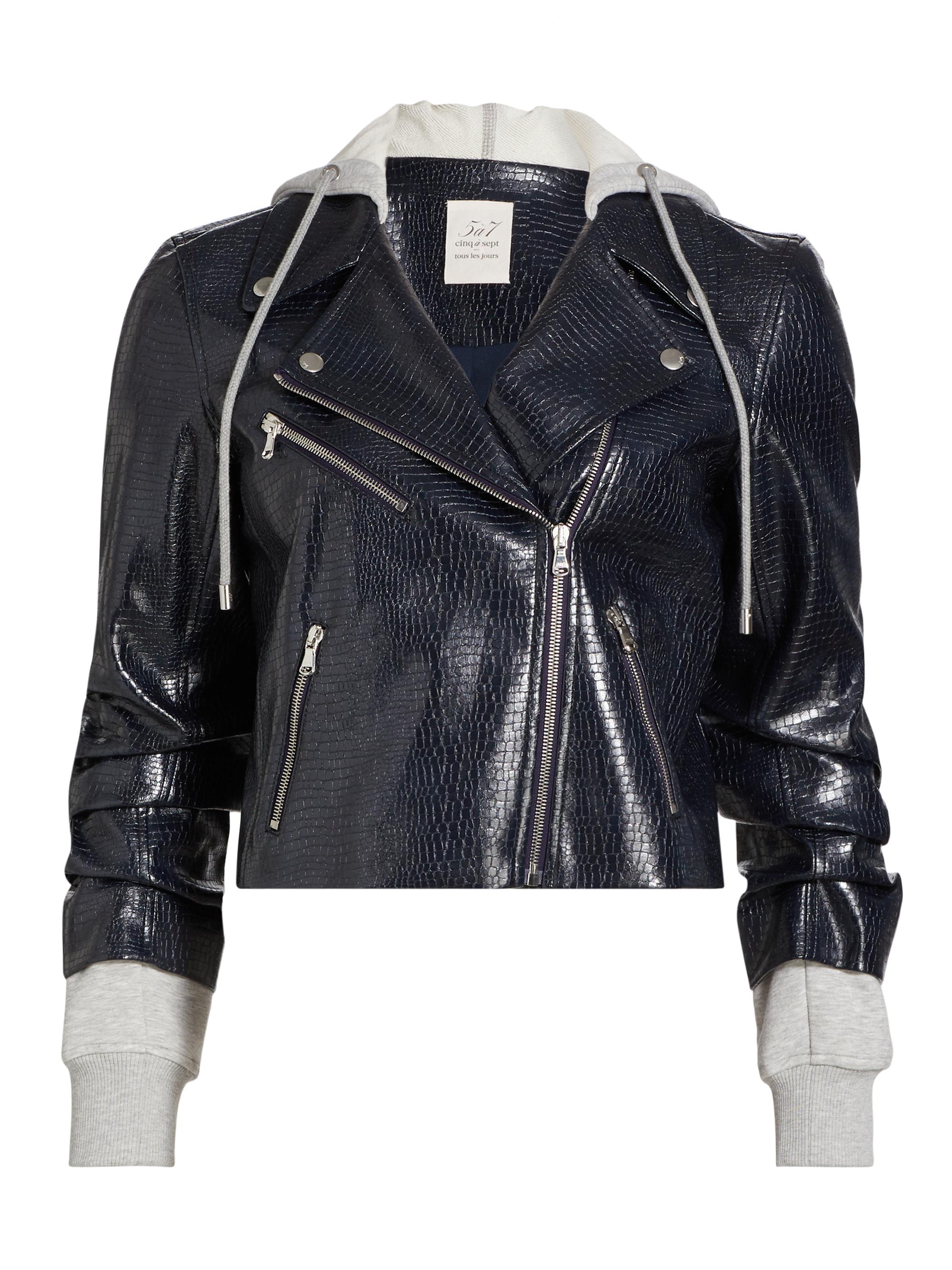 Cinq à Sept Evie Textured Snakeskin Faux Leather Jacket | Saks