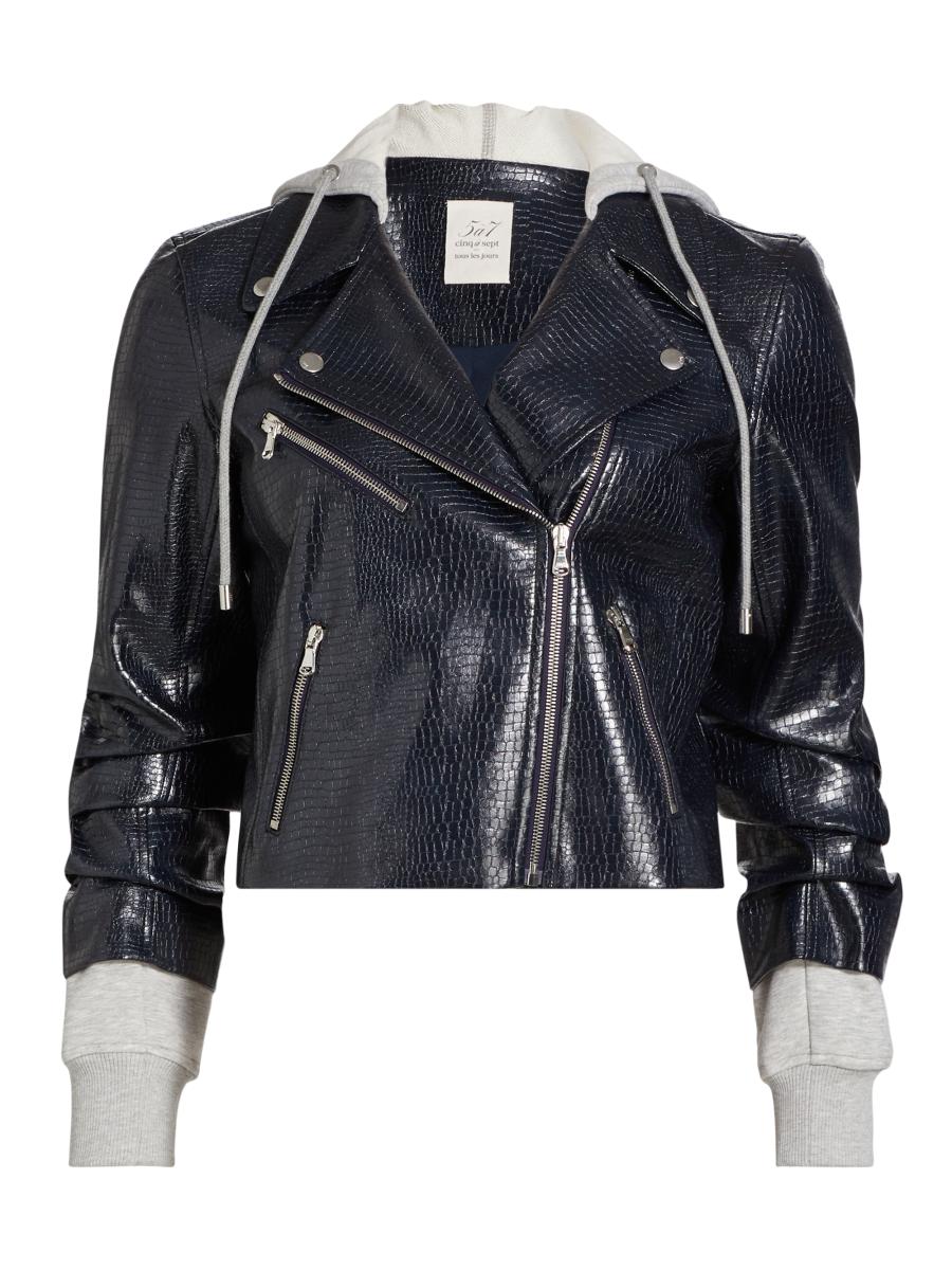 Cinq à Sept Evie Textured Snakeskin Faux Leather Jacket