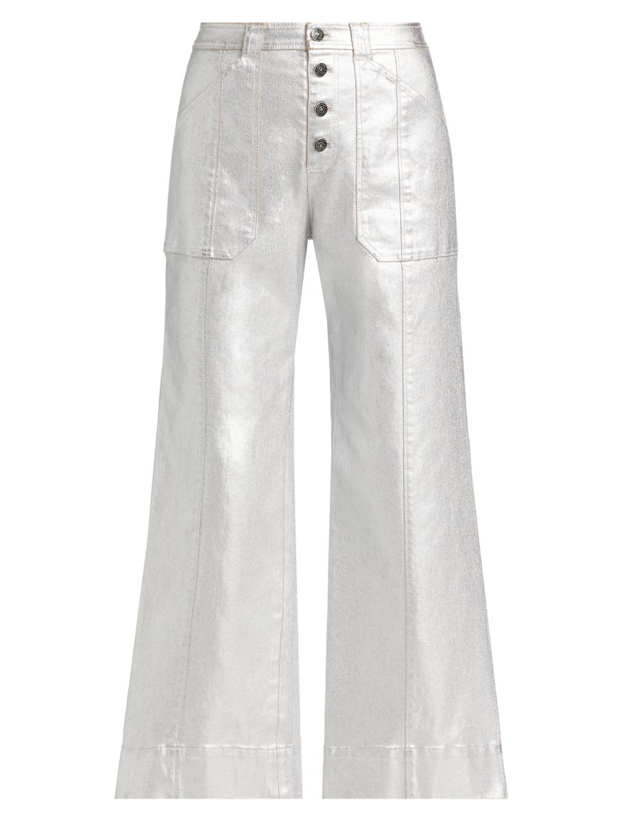 Cinq à Sept Benji Textured Foil Flare Pants | Saks Fifth Avenue